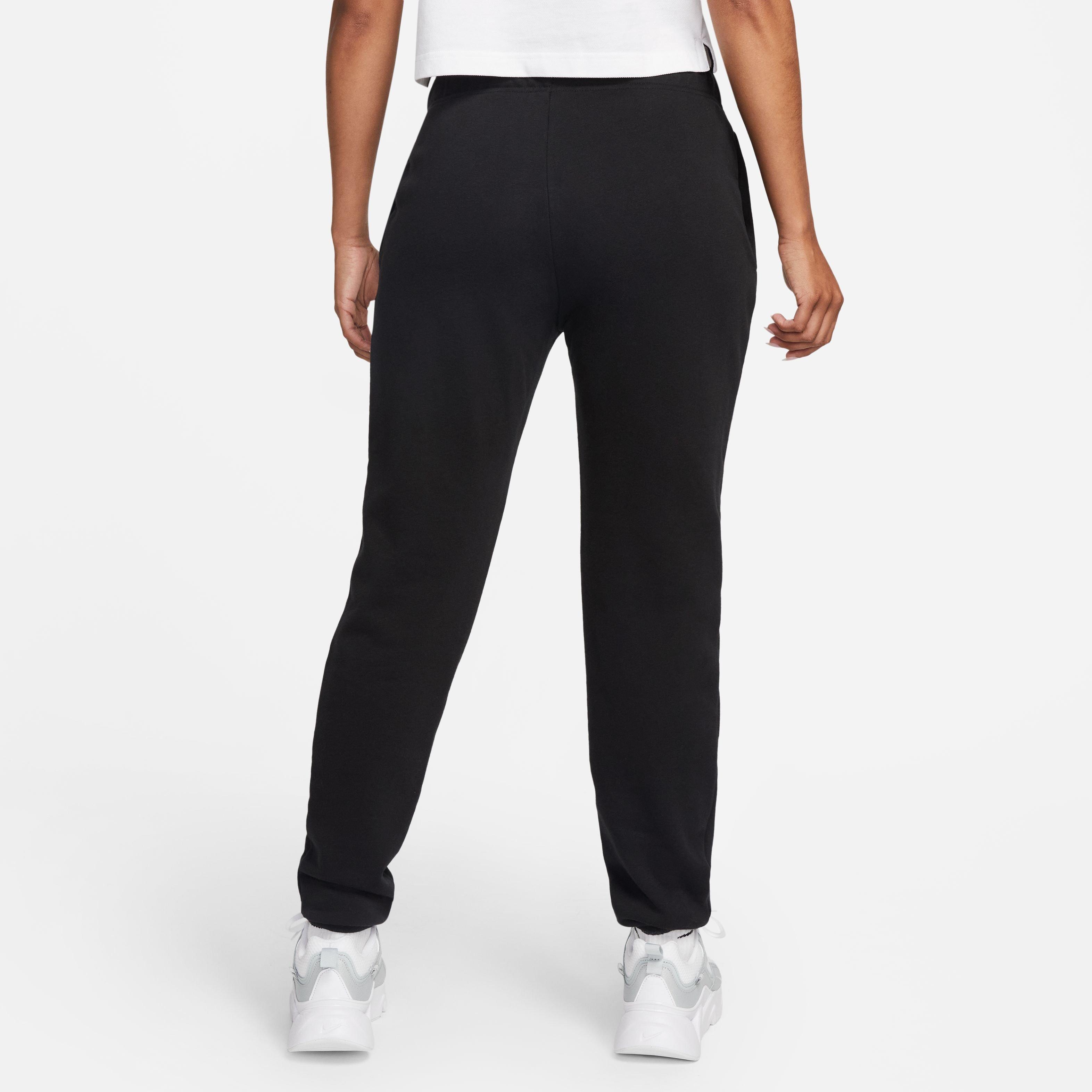 Nike Women's Sportswear Club Fleece Mid-Rise Pants-Black/White - BLACK/WHITE Thumbnail View 11