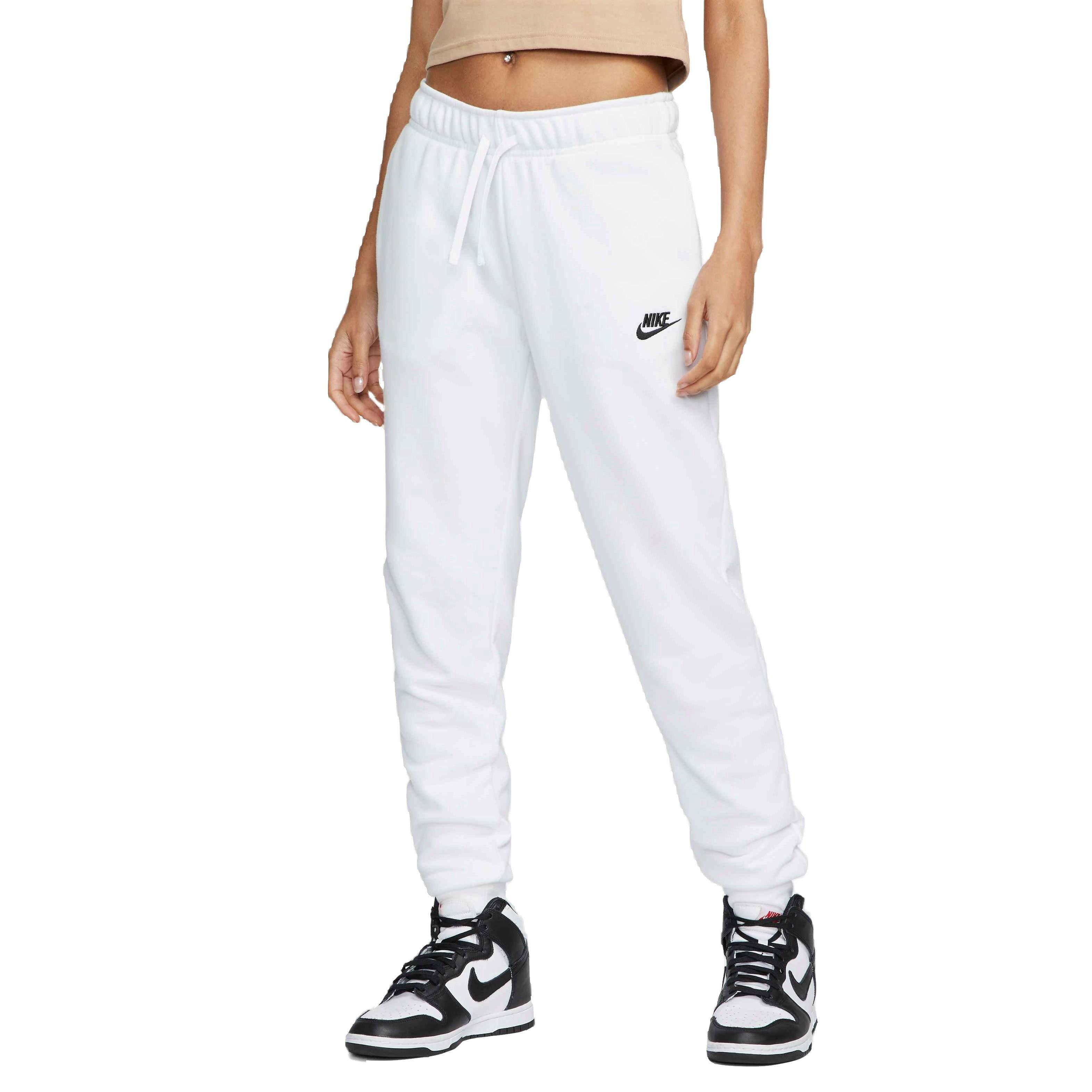 Nike Women's Sportswear Club Fleece Mid-Rise Joggers-White