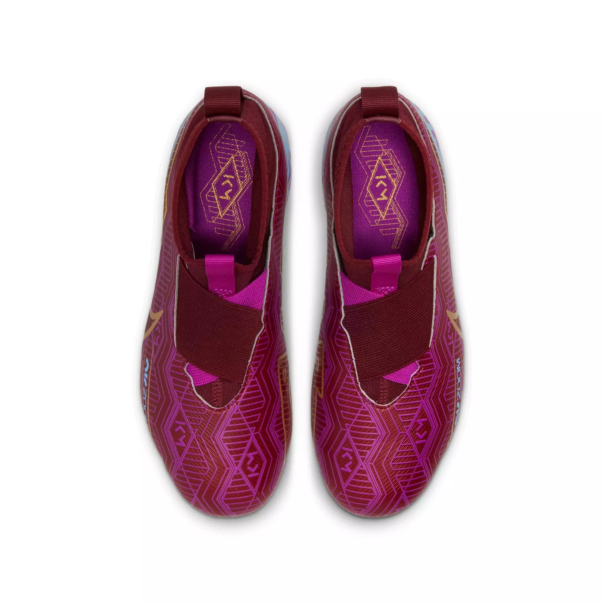 Nike JR Zoom Superfly 9 Academy KM FG/MG "Dark Beetroot/Metallic Vivid Gold" Grade School Kids' Soccer Cleat - RED/GOLD