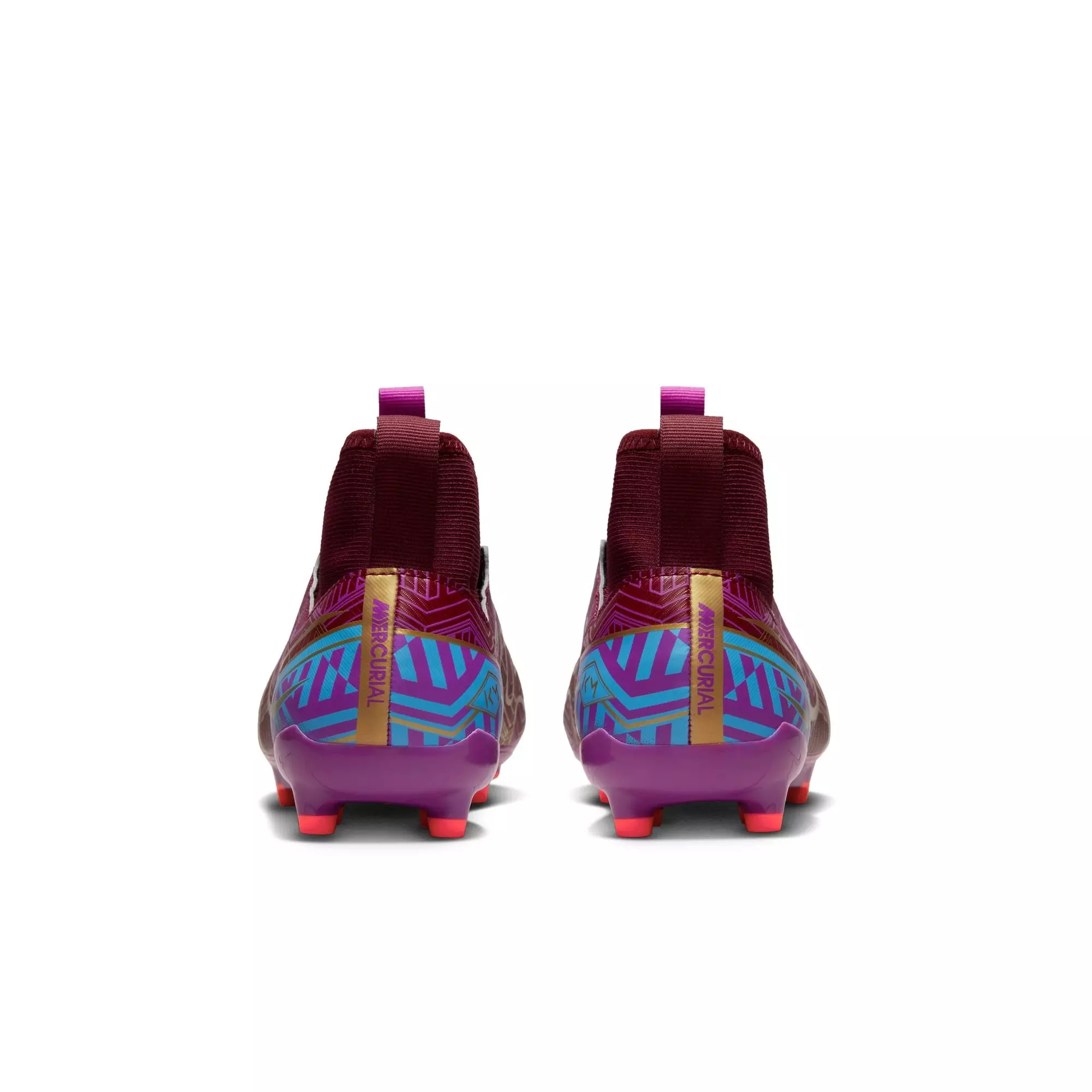 Nike JR Zoom Superfly 9 Academy KM FG/MG "Dark Beetroot/Metallic Vivid Gold" Grade School Kids' Soccer Cleat - RED/GOLD