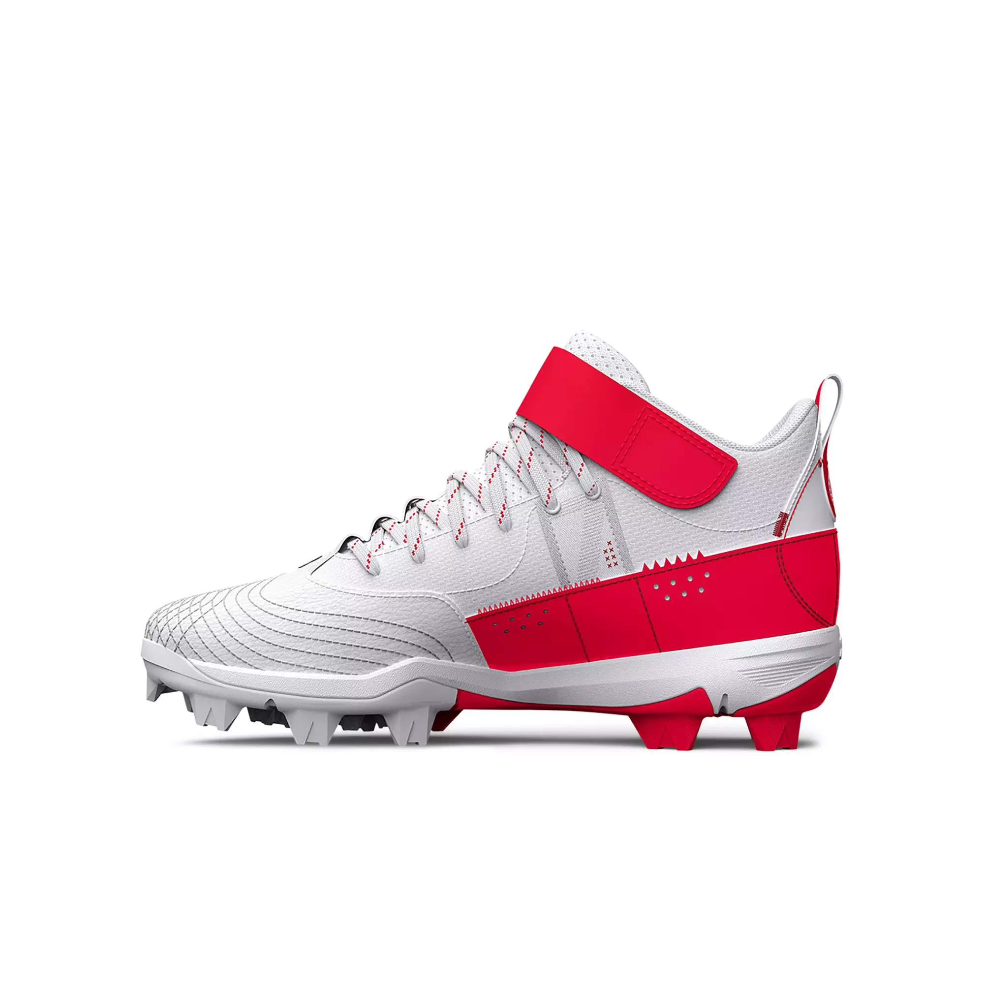Under Armour Harper 7 Mid RM "Red/White" Grade School Boys' Baseball Cleat - RED/WHITE