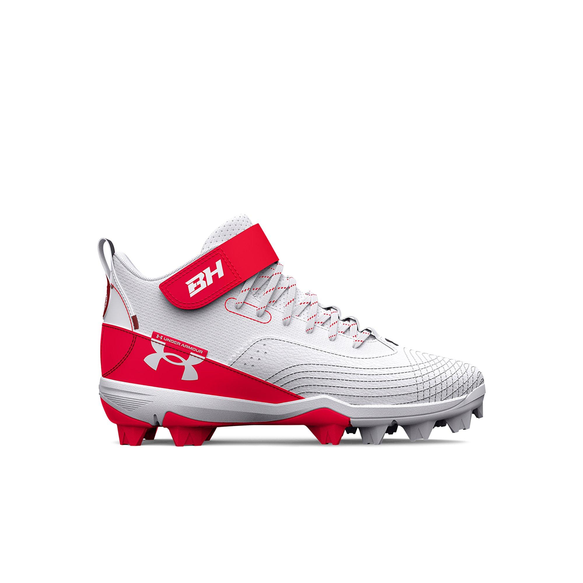 Under Armour Men's Harper 6 Metal Baseball Cleats, White/Red