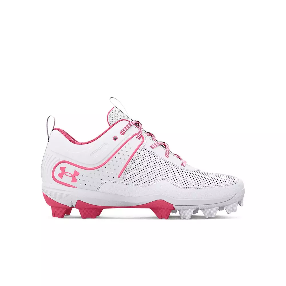 Under Armour Glyde RM "White/Pink" Grade School Girls' Softball Cleat - WHITE/PINK