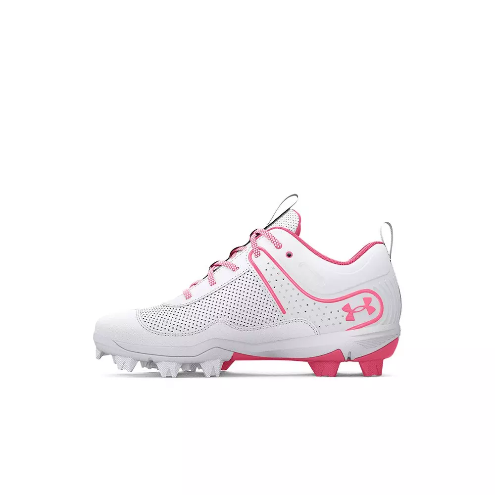 Under Armour Glyde RM "White/Pink" Preschool Girls' Softball Cleat - WHITE/PINK