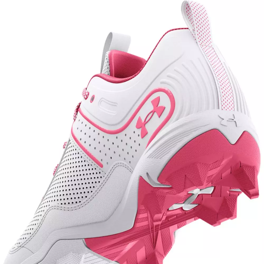 Under Armour Glyde RM "White/Pink" Preschool Girls' Softball Cleat - WHITE/PINK