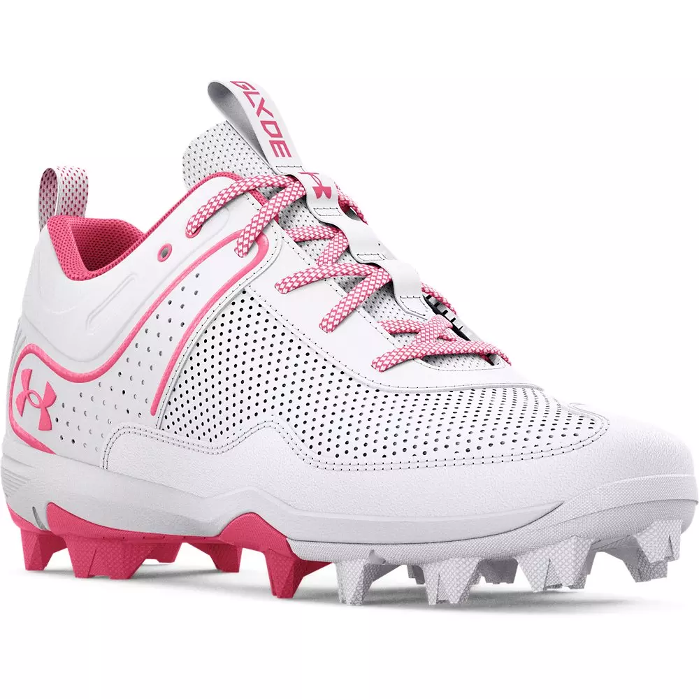 Under Armour Glyde RM "White/Pink" Preschool Girls' Softball Cleat - WHITE/PINK