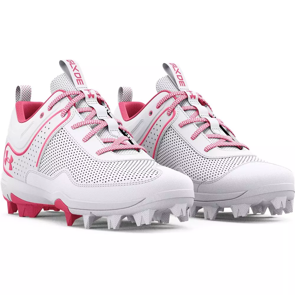 Under Armour Glyde RM "White/Pink" Preschool Girls' Softball Cleat - WHITE/PINK
