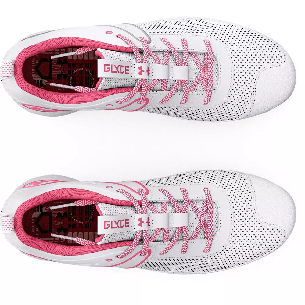 Under Armour Glyde RM "White/Pink" Preschool Girls' Softball Cleat - WHITE/PINK