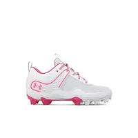 Under Armour Glyde RM "White/Pink" Preschool Girls' Softball Cleat - WHITE/PINK