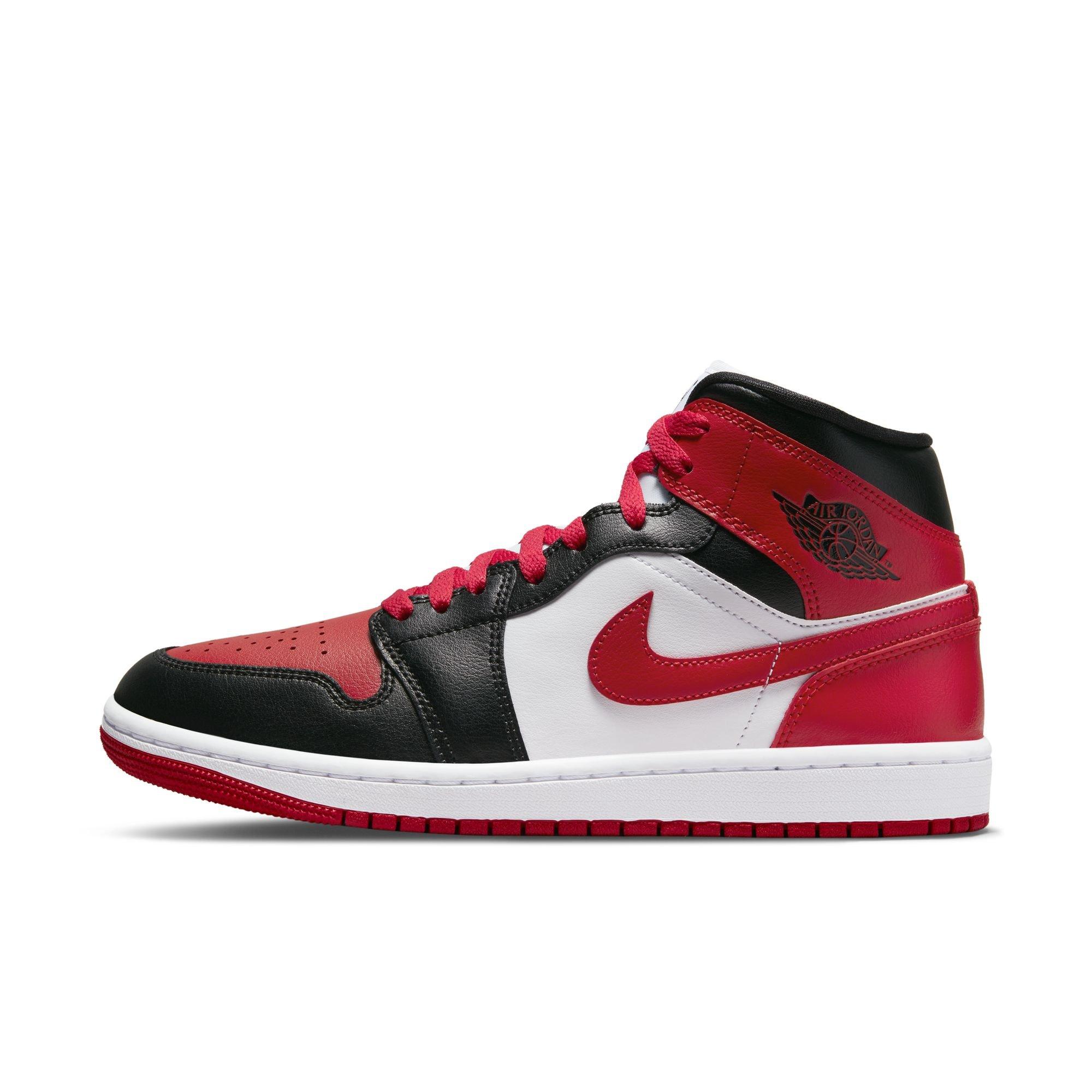 Jordan 1 Mid "Black/Gym Red/White" Women's Shoe - BLACK/RED/WHITE Thumbnail View 5