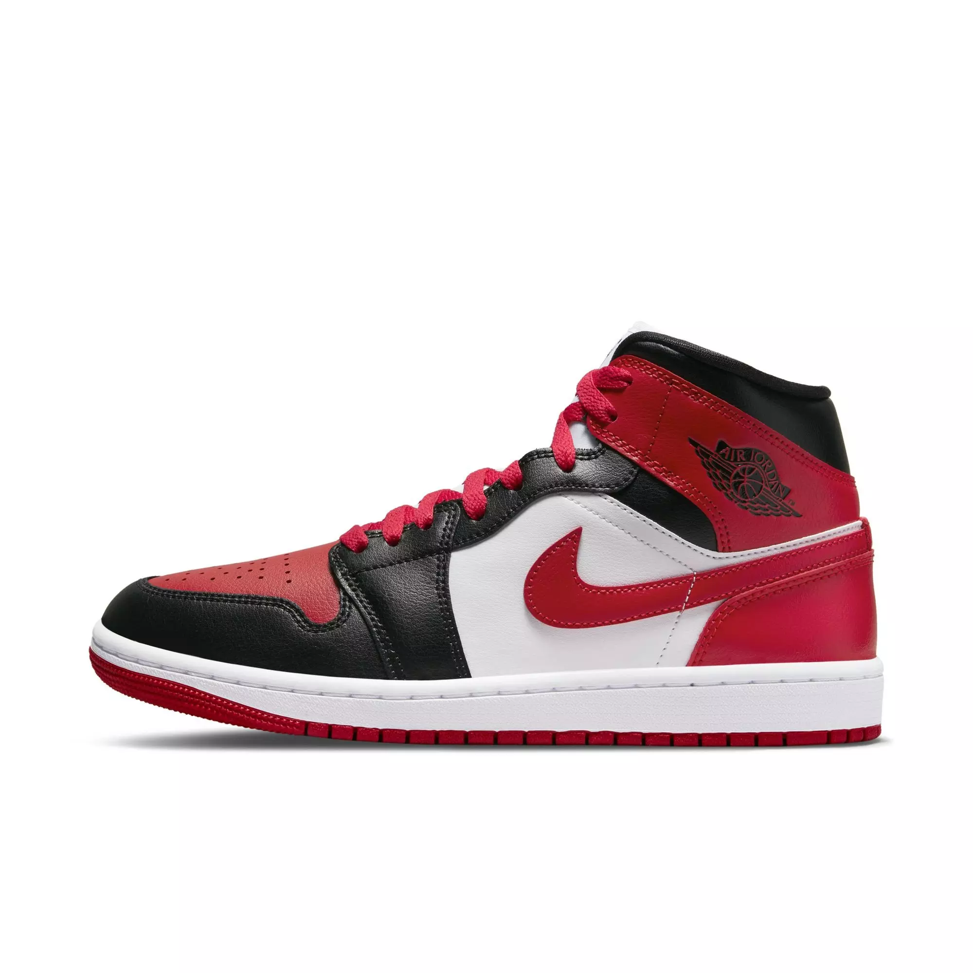 Jordan 1 Mid "Black/Gym Red/White" Women's Shoe - BLACK/RED/WHITE