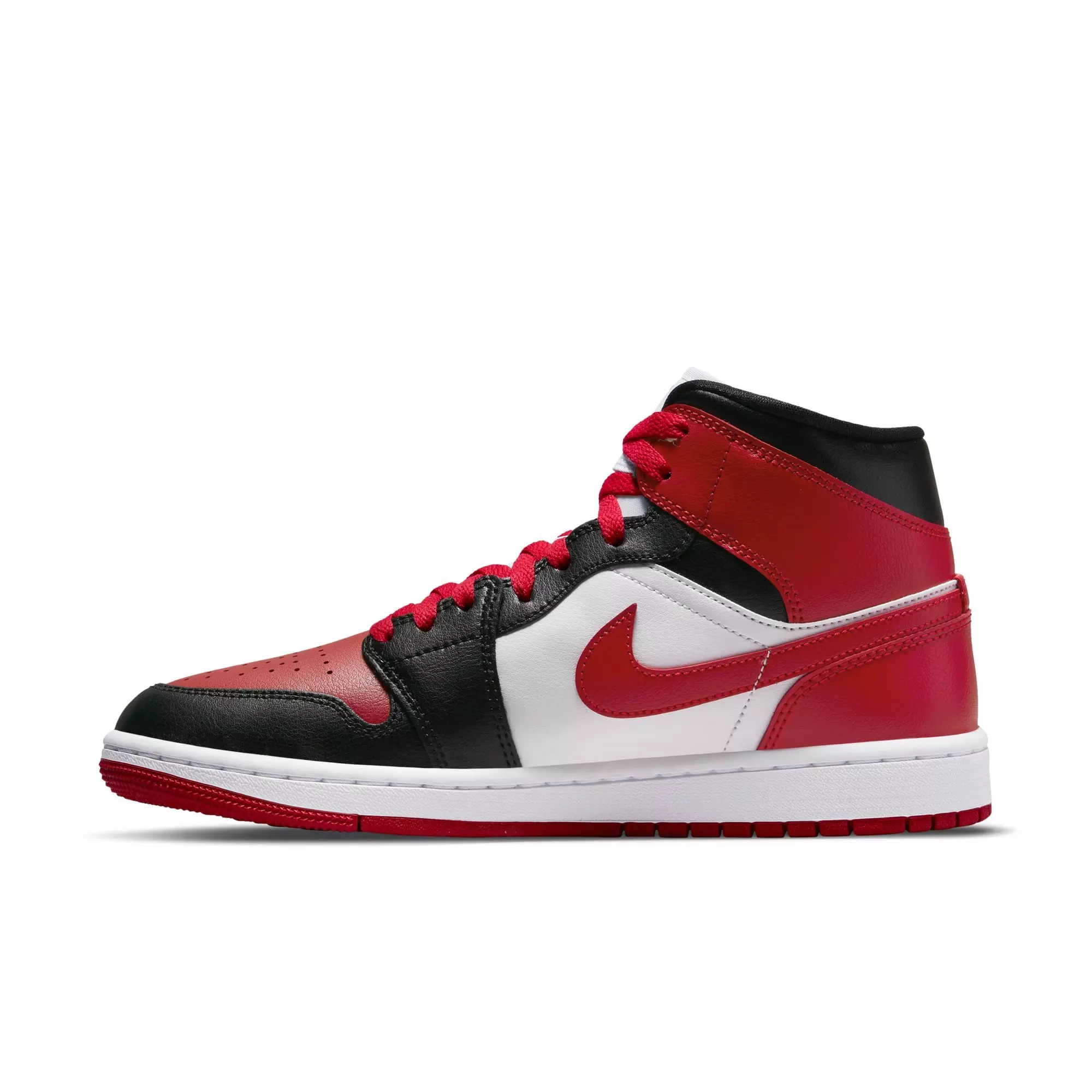 Jordan 1 Mid "Black/Gym Red/White" Women's Shoe - BLACK/RED/WHITE