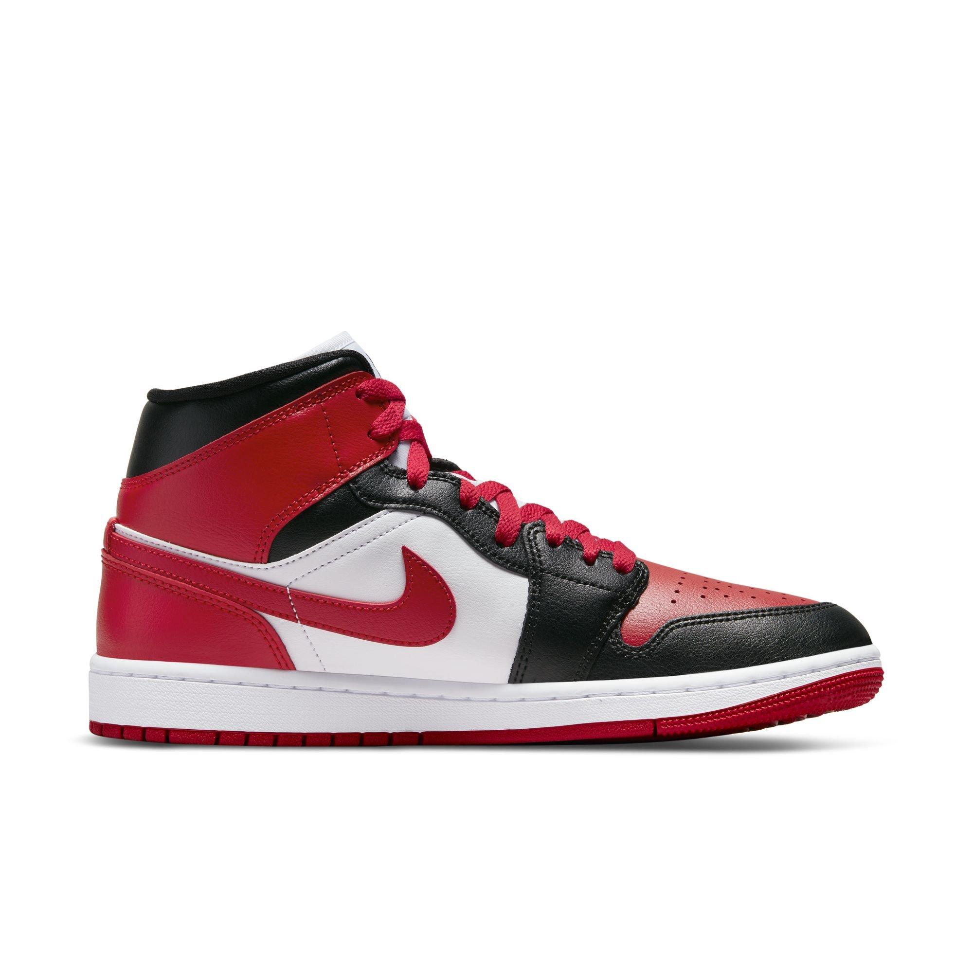 Jordan 1 Mid "Black/Gym Red/White" Women's Shoe - BLACK/RED/WHITE Thumbnail View 1