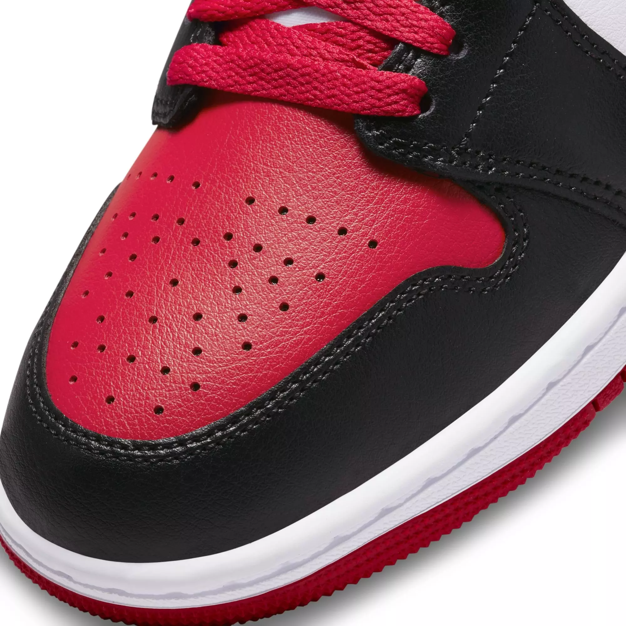 Jordan 1 Mid "Black/Gym Red/White" Women's Shoe - BLACK/RED/WHITE