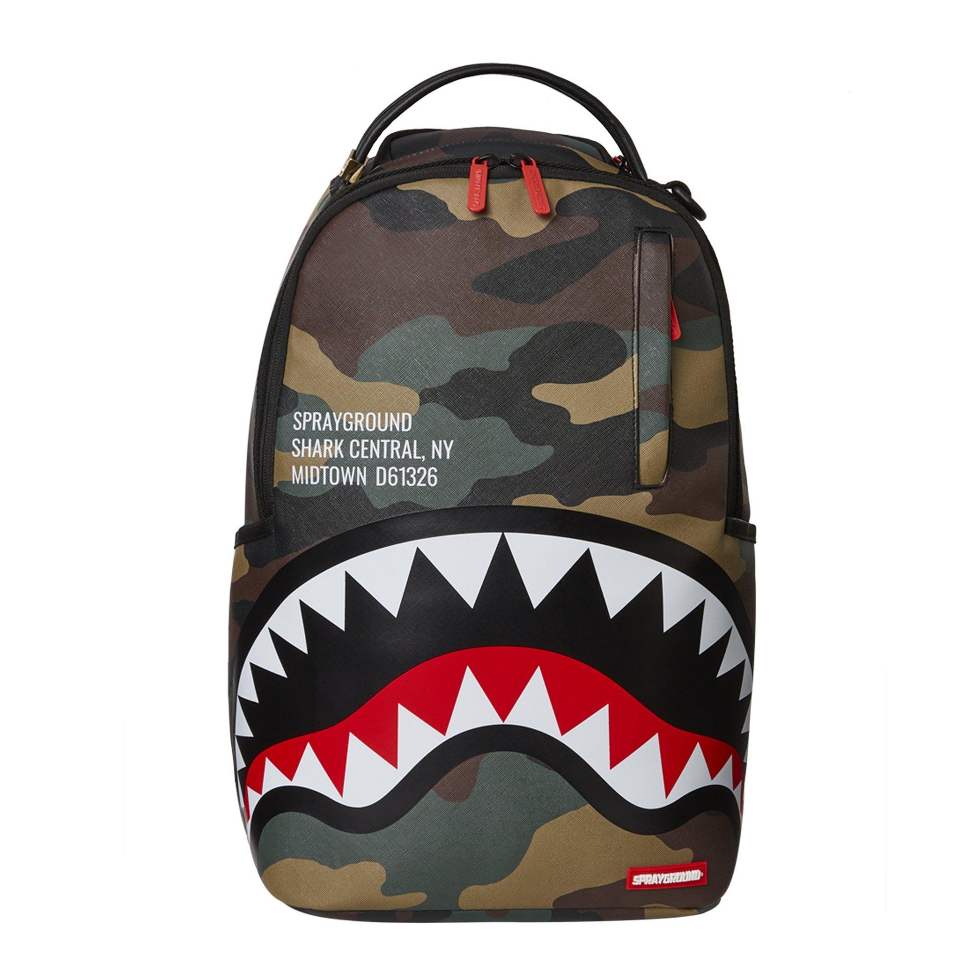 Sprayground Glow In The Dark Black Shark Mouth Backpack School Laptop Books  Bag