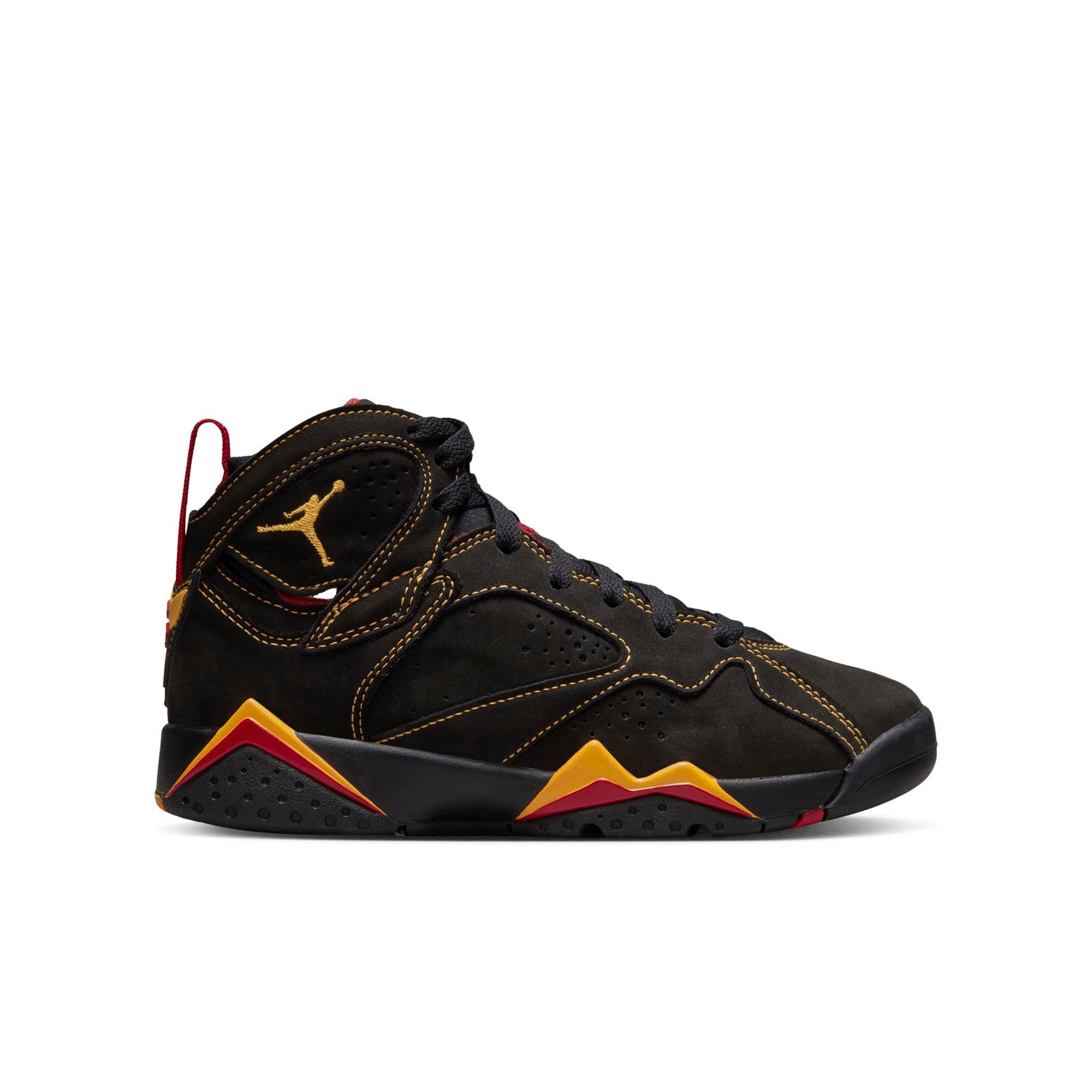 Jordan 7 Retro Black Citrus Varsity Red Grade School Kids Shoe