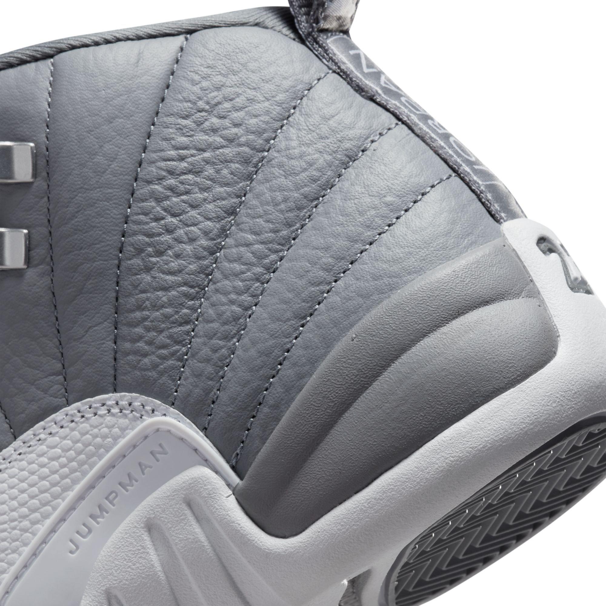 Air jordan 12 on sale white and grey