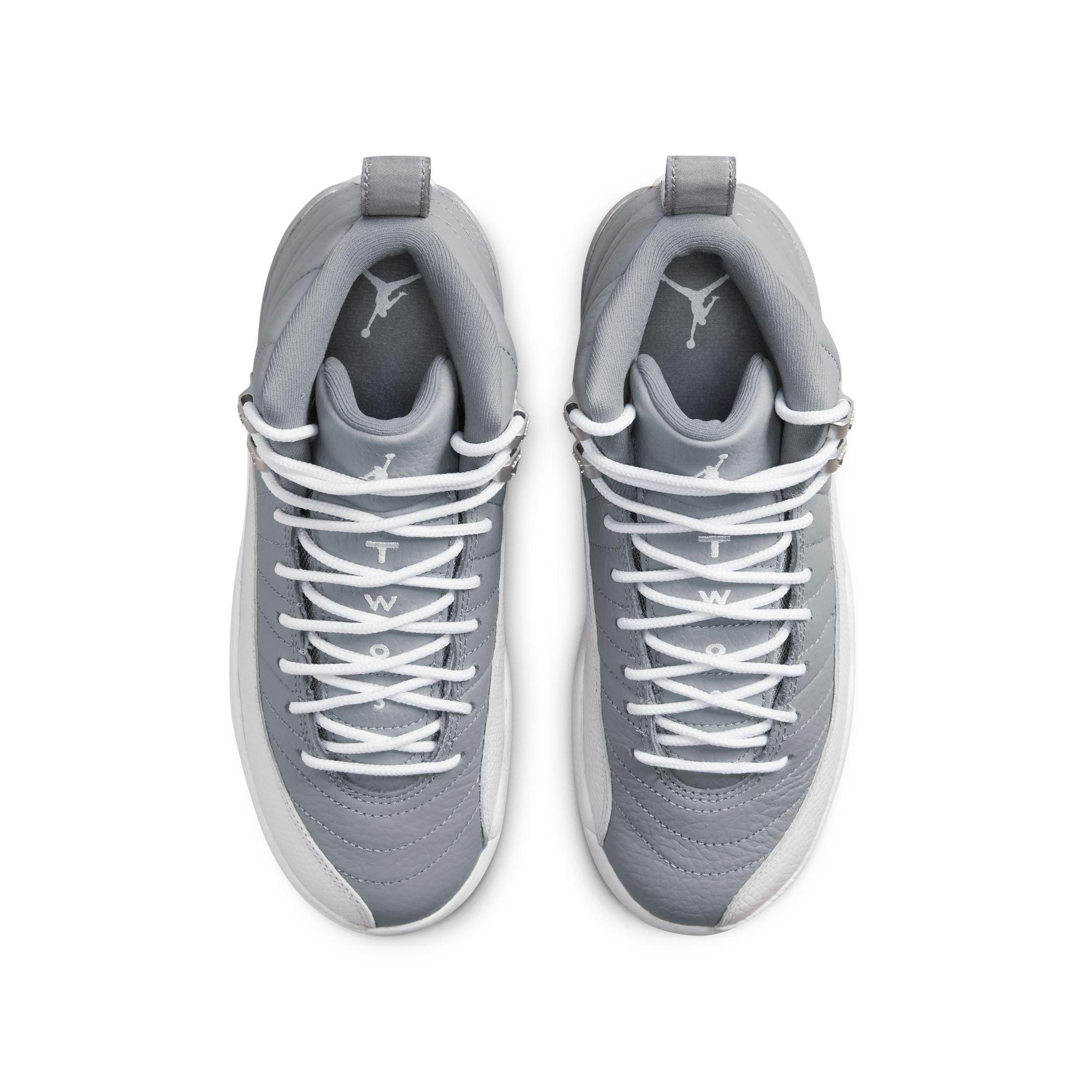 Jordan 12 grey and white hotsell