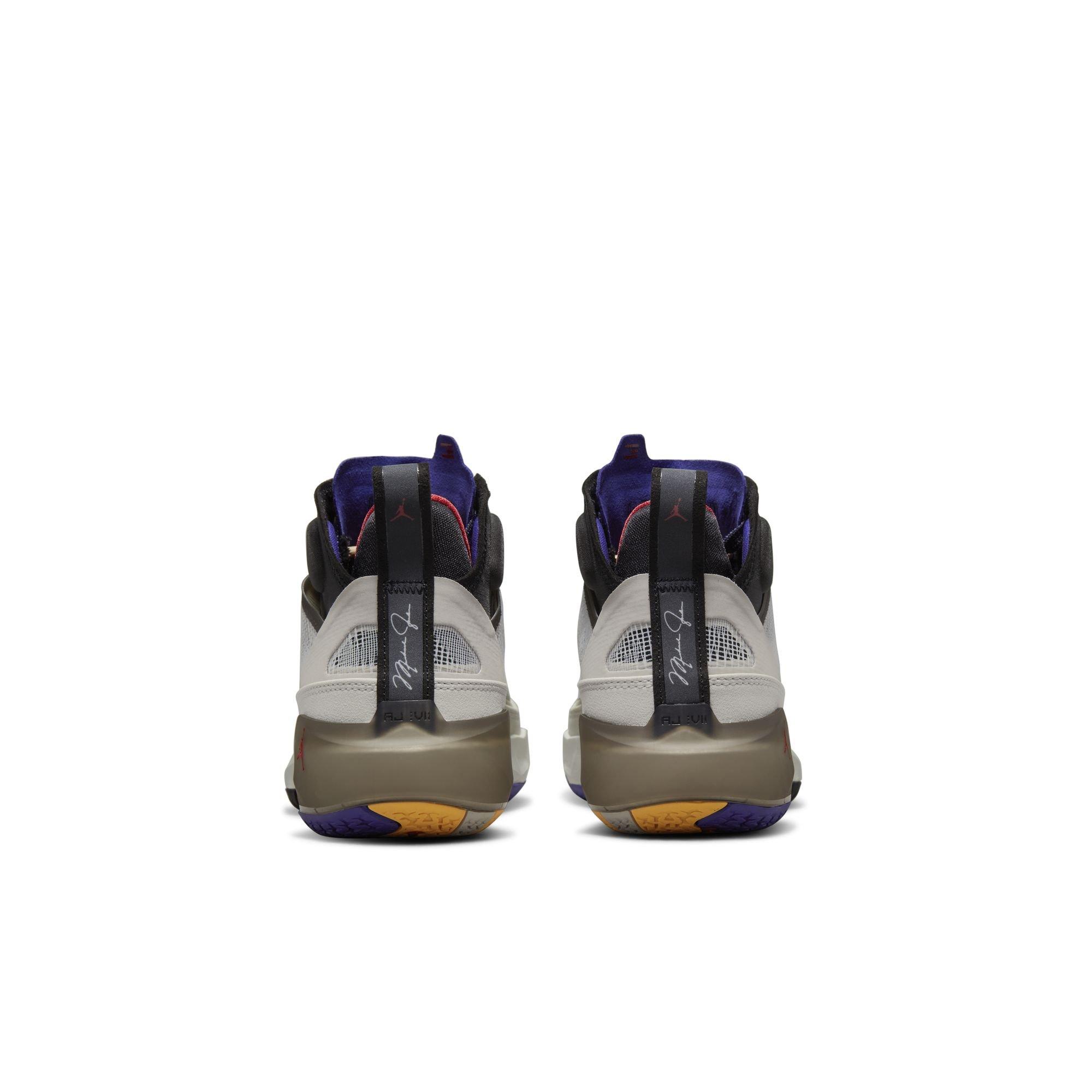 Jordan XXXVII "Light Bone/Fire Red/Black" Grade School Kids' Basketball Shoe - LIGHT BONE/FIRE RED/BLACK Thumbnail View 9