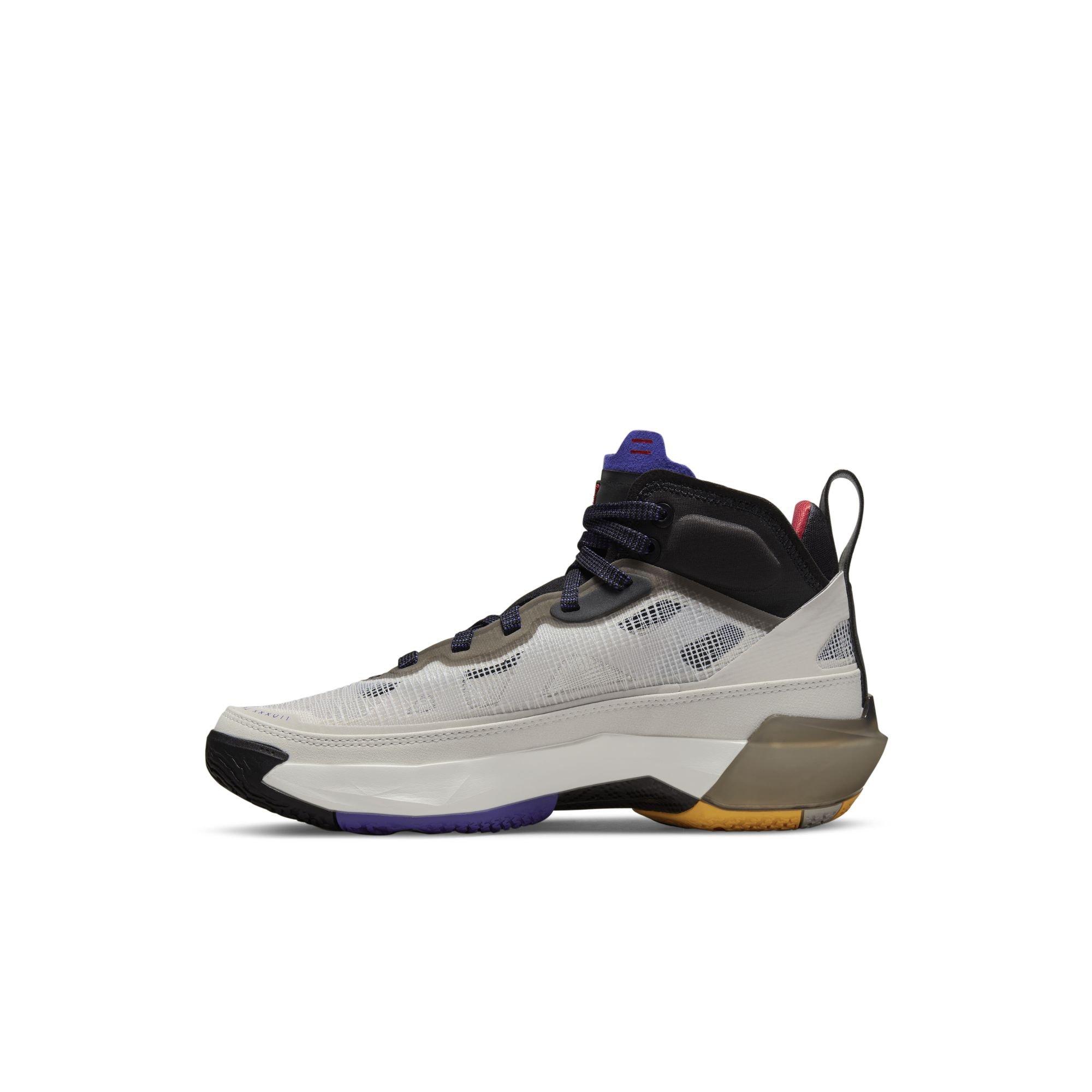 Jordan XXXVII "Light Bone/Fire Red/Black" Grade School Kids' Basketball Shoe - LIGHT BONE/FIRE RED/BLACK Thumbnail View 8