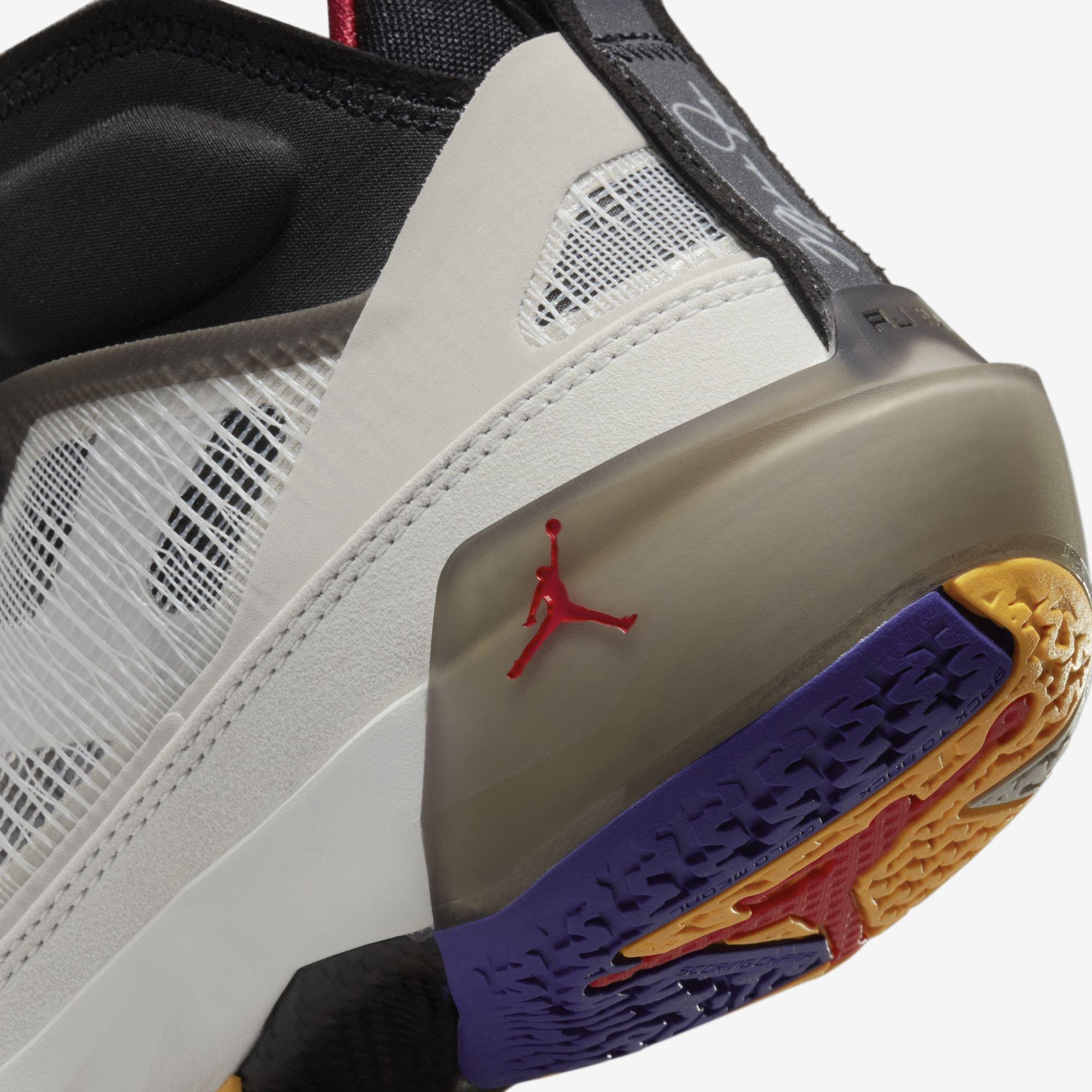 Jordan XXXVII "Light Bone/Fire Red/Black" Grade School Kids' Basketball Shoe - LIGHT BONE/FIRE RED/BLACK Thumbnail View 3