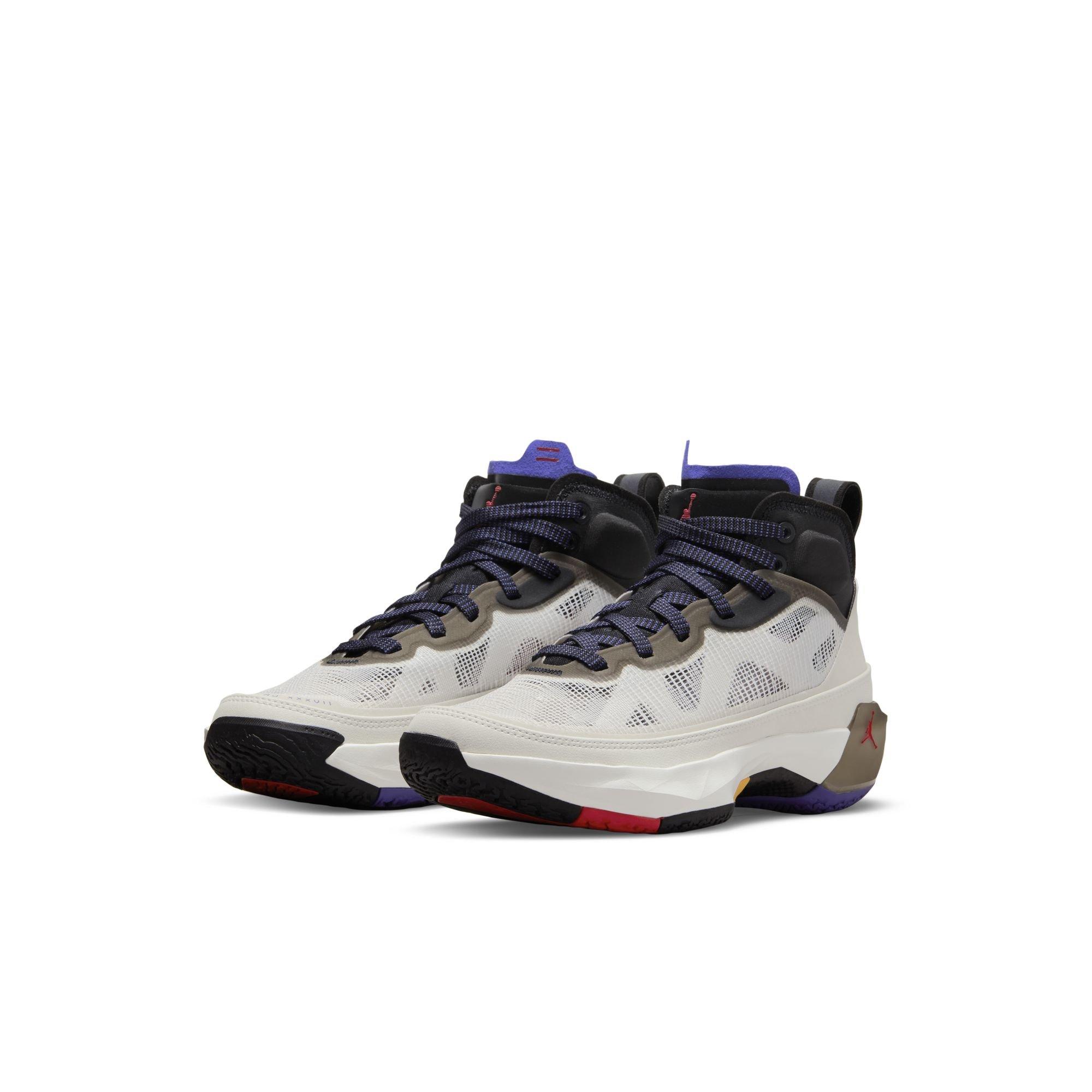 Jordan XXXVII "Light Bone/Fire Red/Black" Grade School Kids' Basketball Shoe - LIGHT BONE/FIRE RED/BLACK Thumbnail View 6