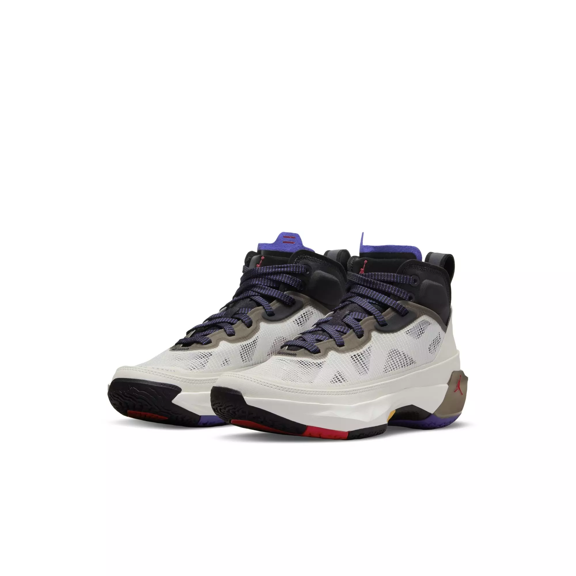 Jordan XXXVII "Light Bone/Fire Red/Black" Grade School Kids' Basketball Shoe - LIGHT BONE/FIRE RED/BLACK