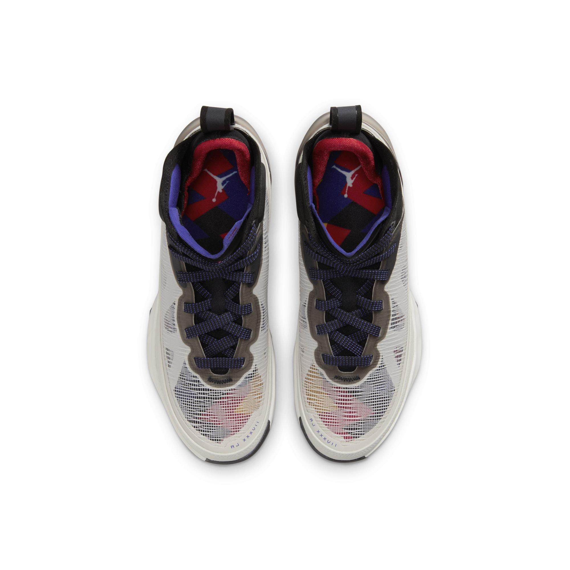 Jordan XXXVII "Light Bone/Fire Red/Black" Grade School Kids' Basketball Shoe - LIGHT BONE/FIRE RED/BLACK Thumbnail View 10