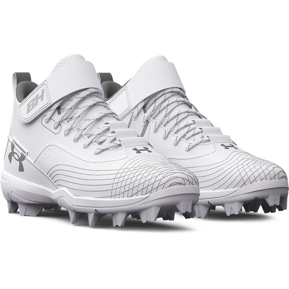 Under Armour Harper 7 Mid RM "White" Preschool Boys' Baseball Cleat - WHITE Thumbnail View 5