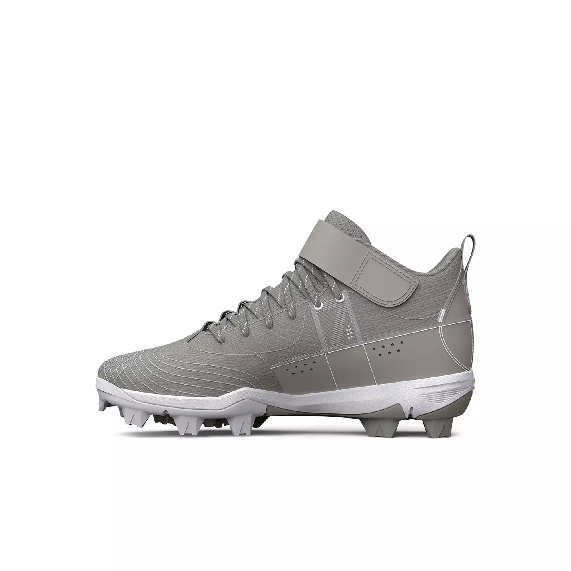 Under Armour Harper 7 Mid RM "Grey/White" Preschool Boys' Baseball Cleat - GREY/WHITE