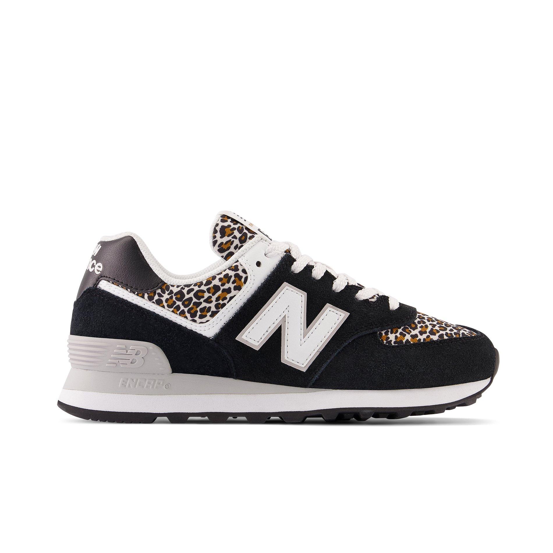 New Balance 574+ Beige Leopard Platform Trainers