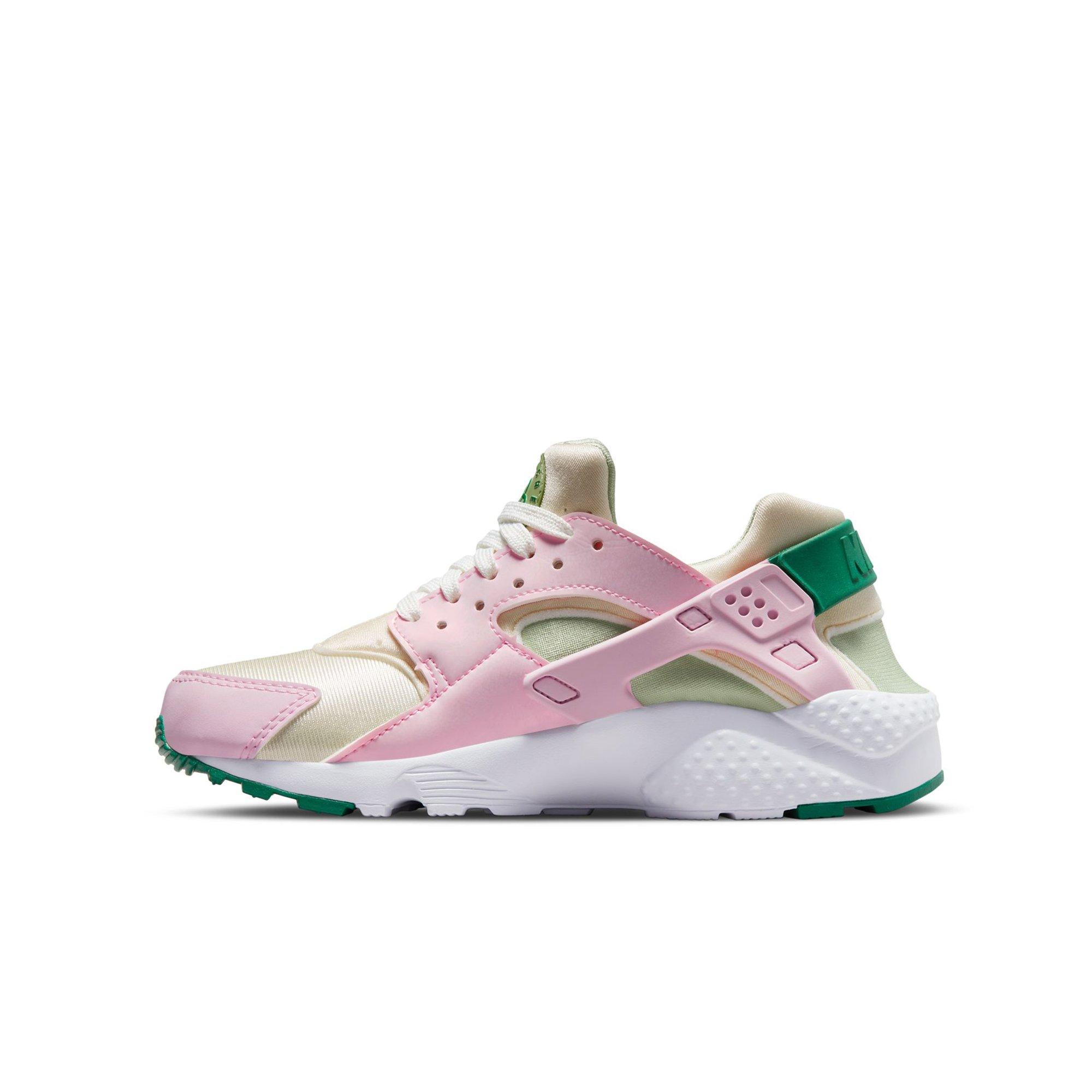 Nike Huarache Run SE Pink Foam Malachite Sesame Coconut Milk Grade School Girls Shoe Hibbett