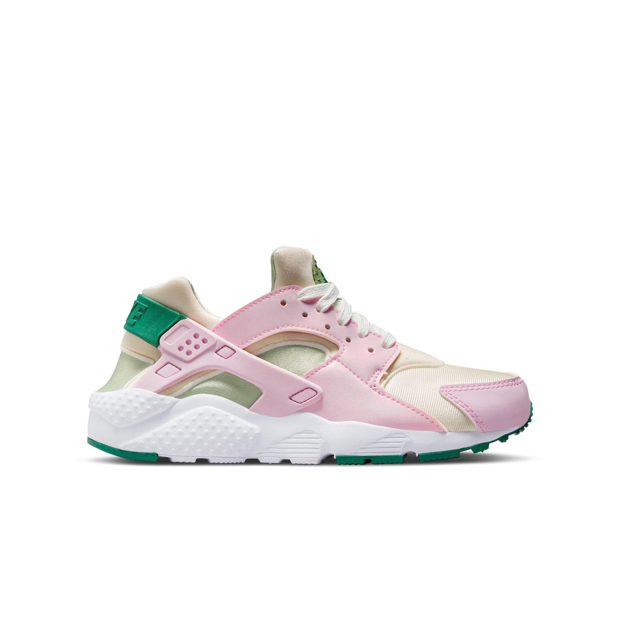 Nike Huarache Run SE Pink Foam Malachite Sesame Coconut Milk Grade School Girls Shoe