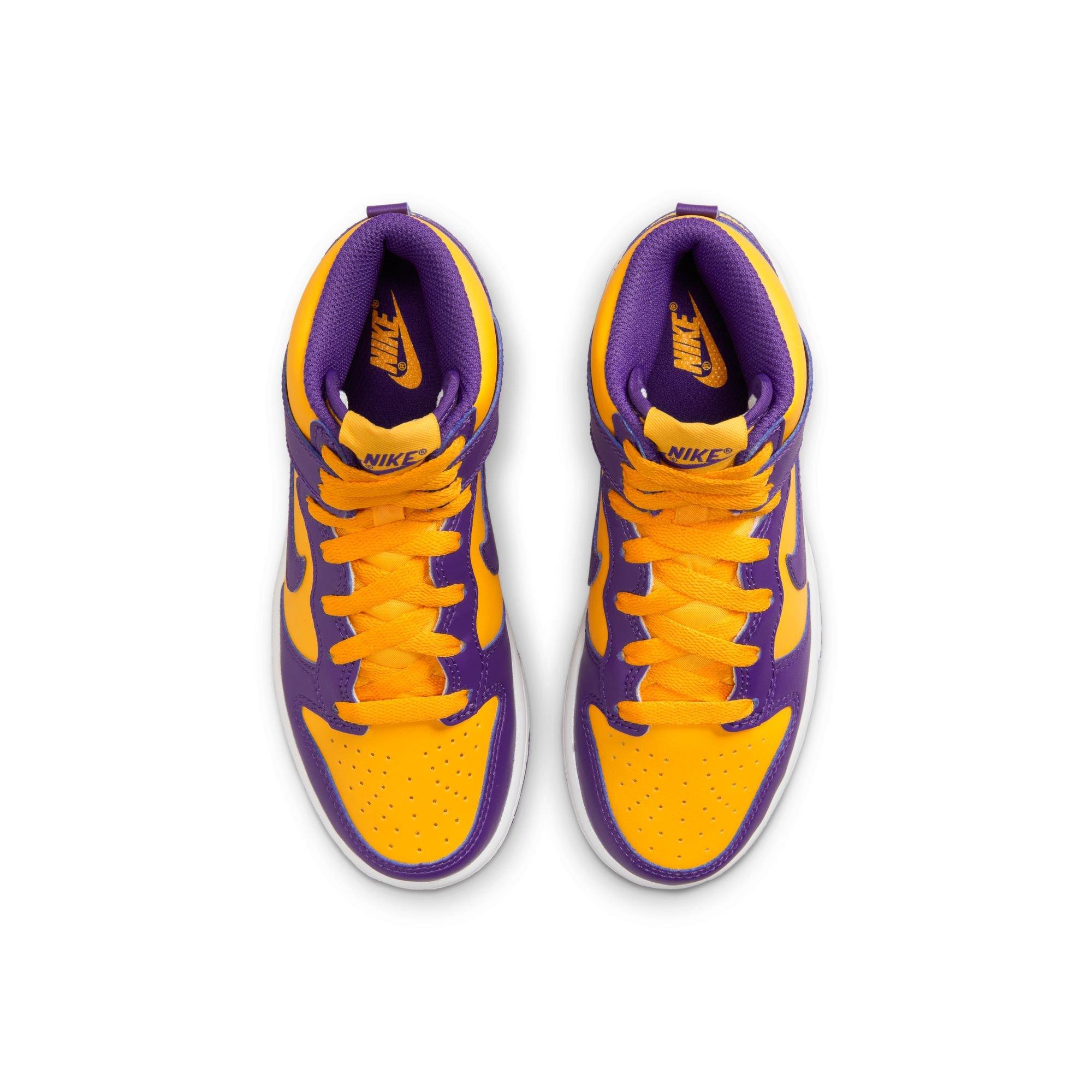 Nike Dunk High Lakers Court Purple University Gold White Mens