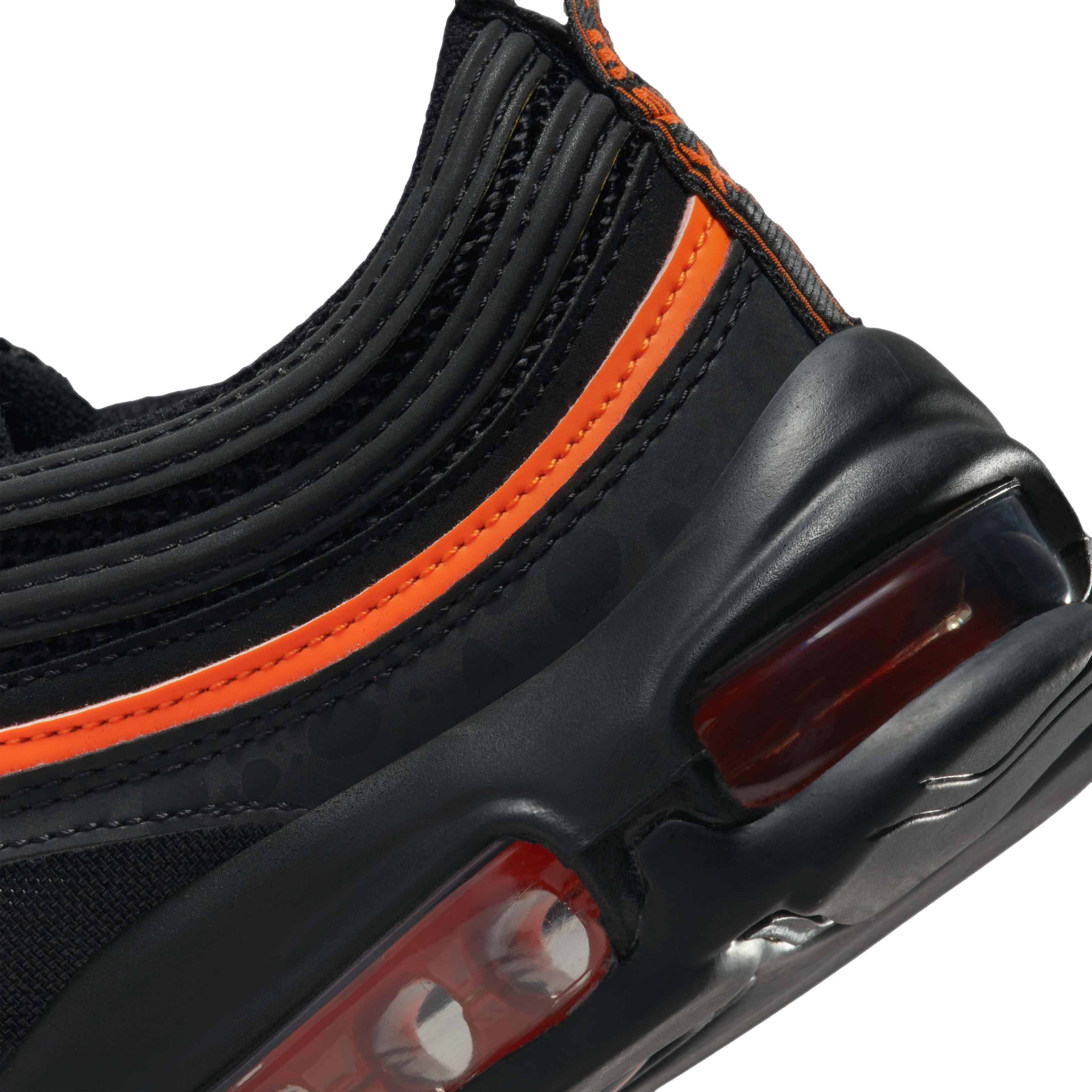 Nike Air Max 97 "Black/Black/Safety Orange" Grade School Boys' Shoe - BLACK/ORANGE Thumbnail View 8