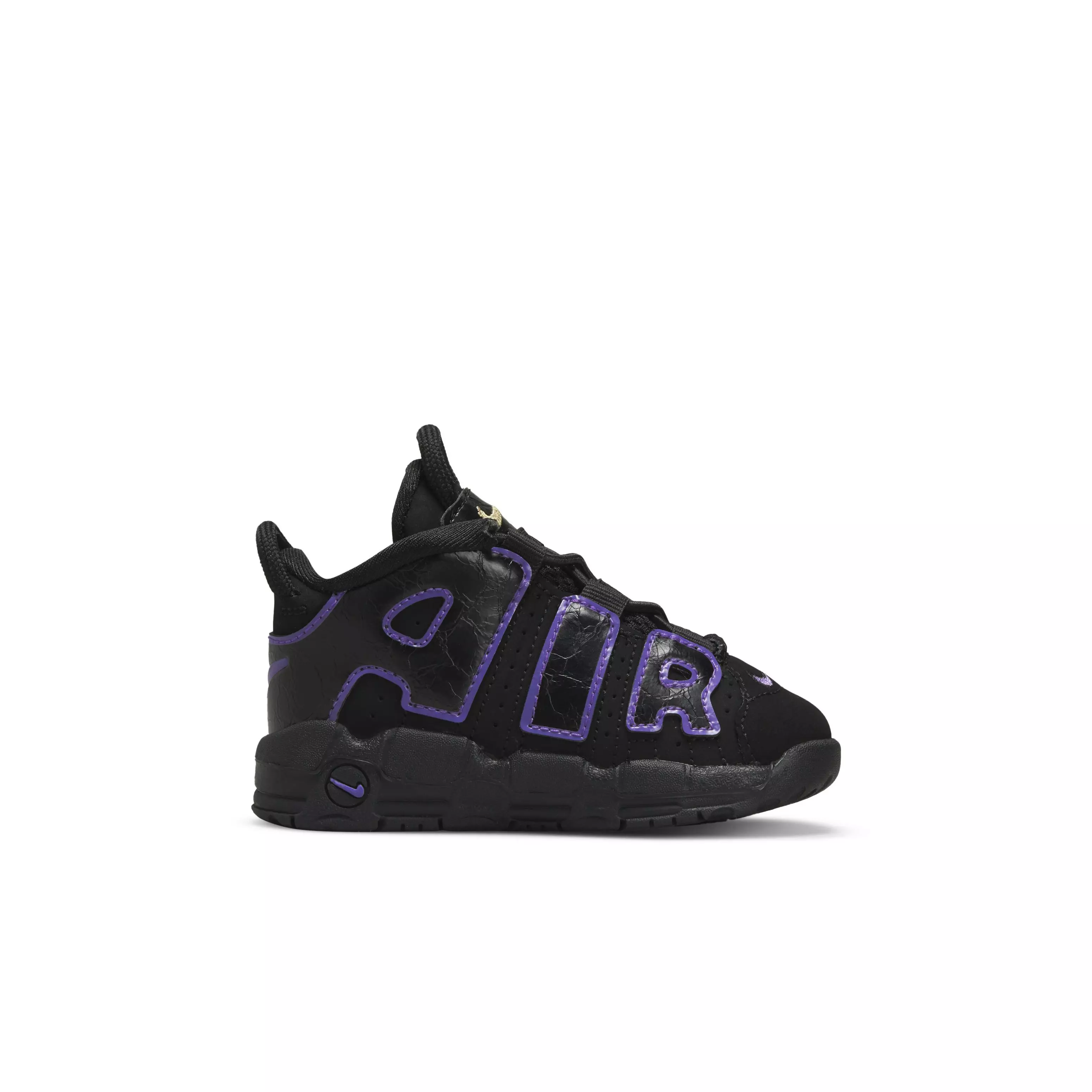 Nike Air More Uptempo "Black/Action Grape/White/Metallic Gold" Infant Boys' Shoe - BLACK/GOLD/WHITE