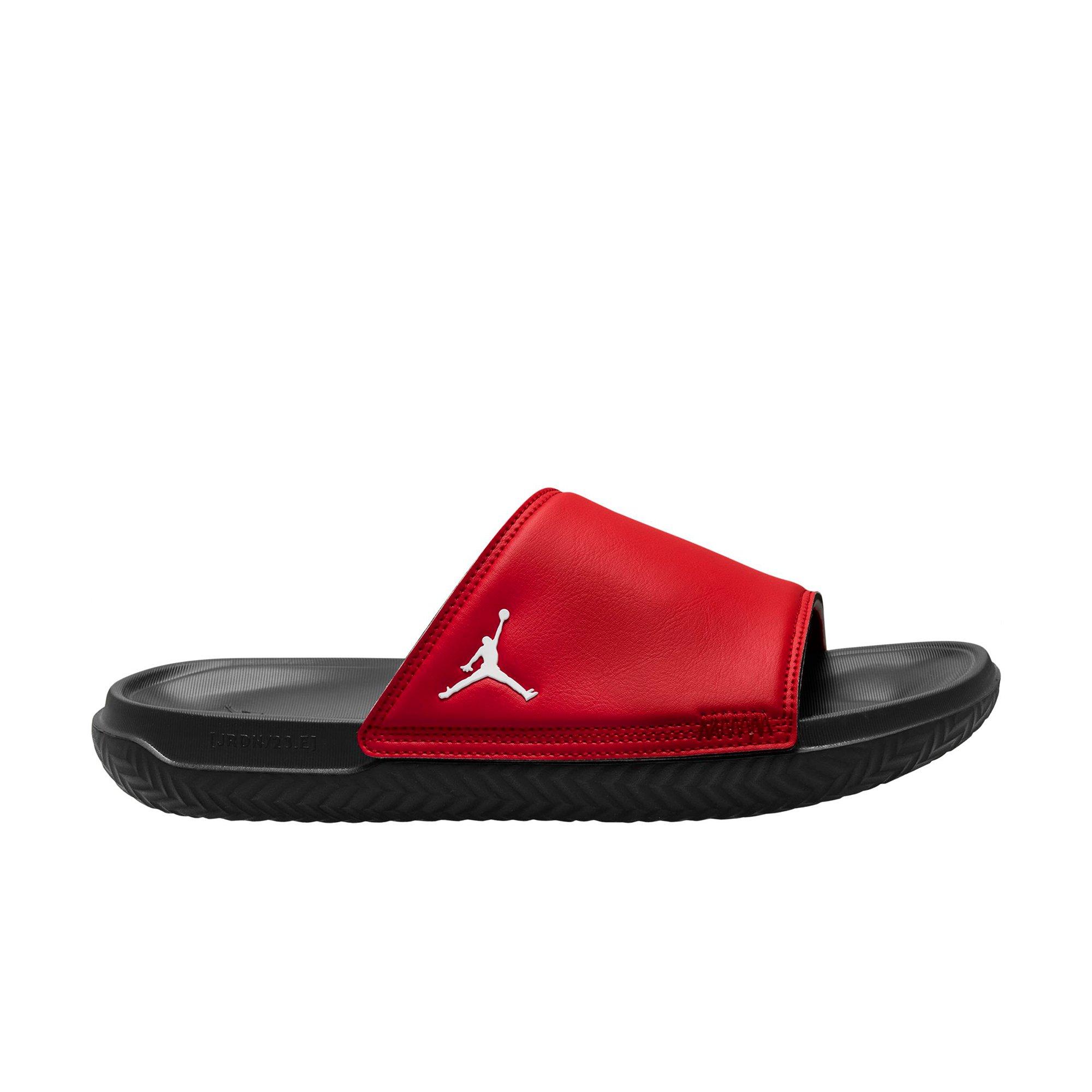 Black and red jordan slides online