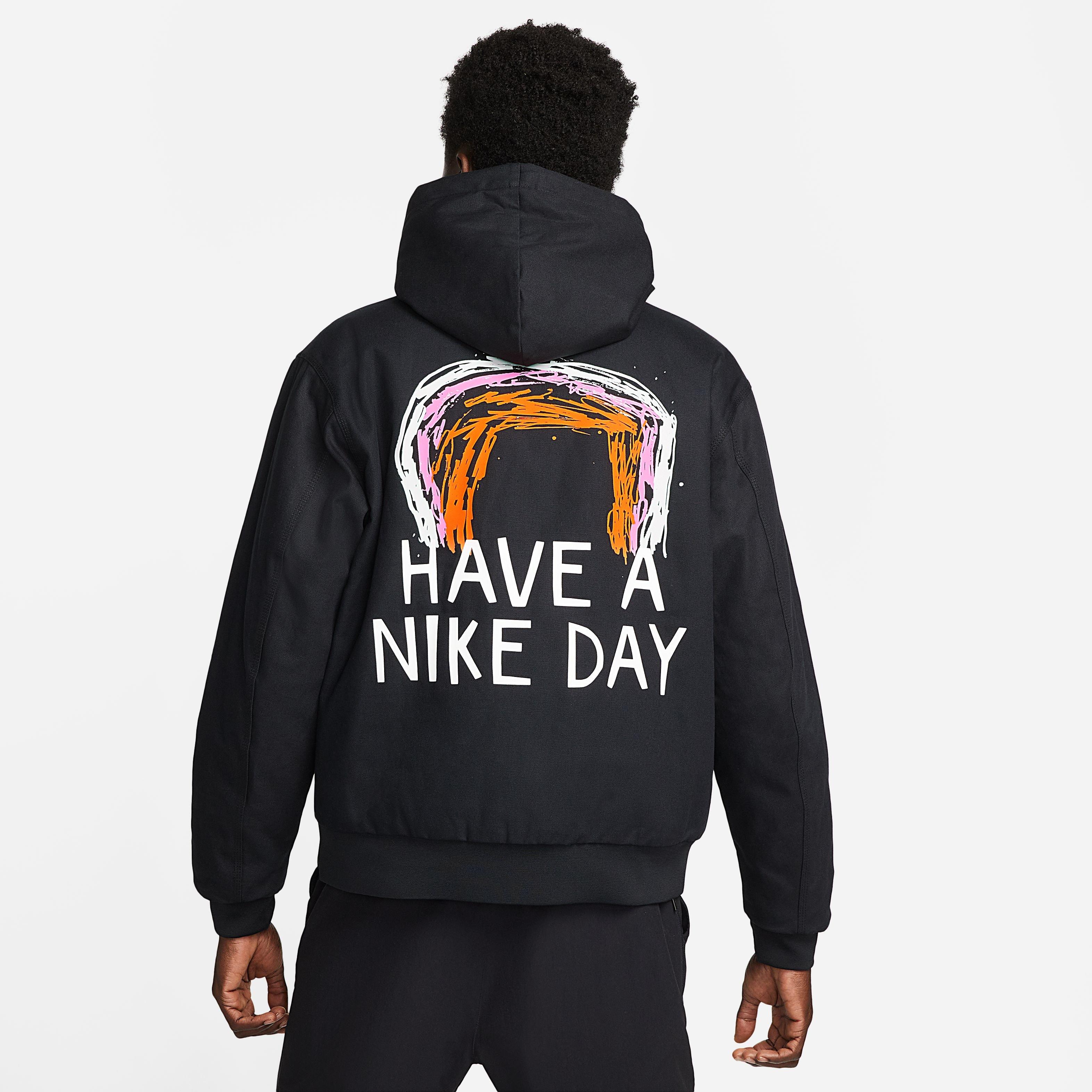 Nike Men's Sportswear Have A Nike Day Full-Zip Hooded Jacket-Black/White - BLACK/WHITE Thumbnail View 2