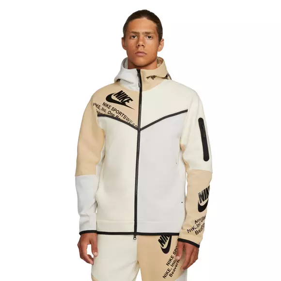 Men's Nike Sportswear Tech Fleece Printing Full-Length Zipper Cardigan Jacket Light Bone DM6475-072 US XXL