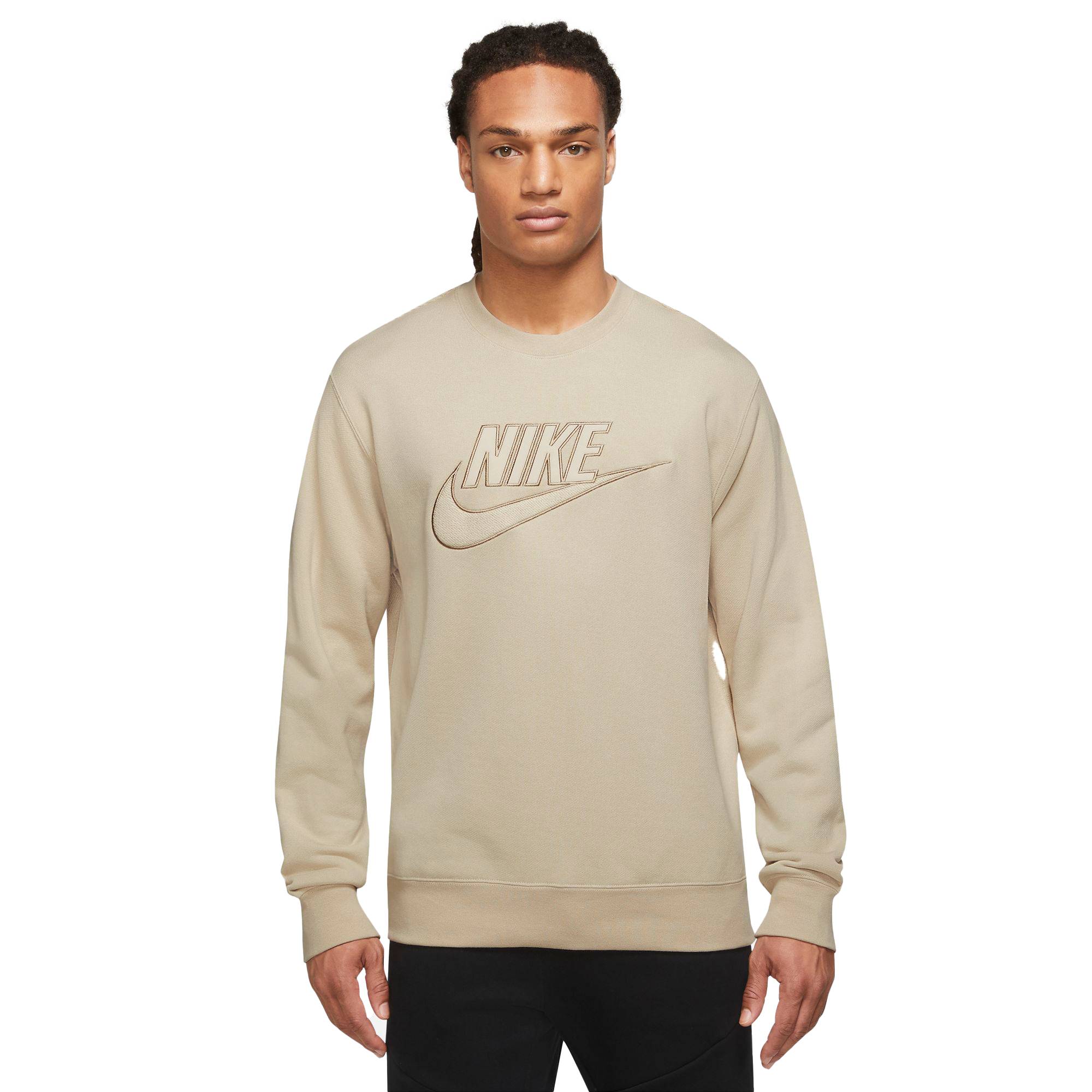 Nike club discount crew sweatshirt khaki