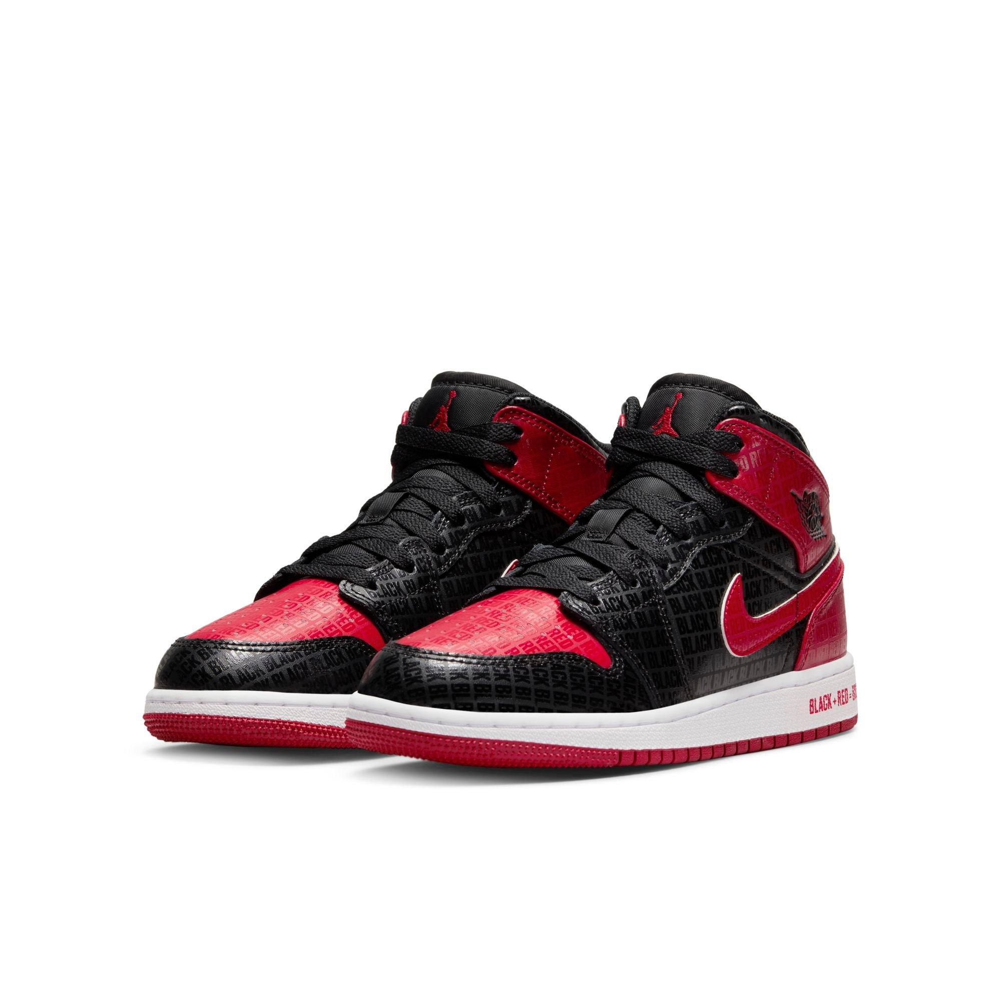 Black and red store jordans for kids