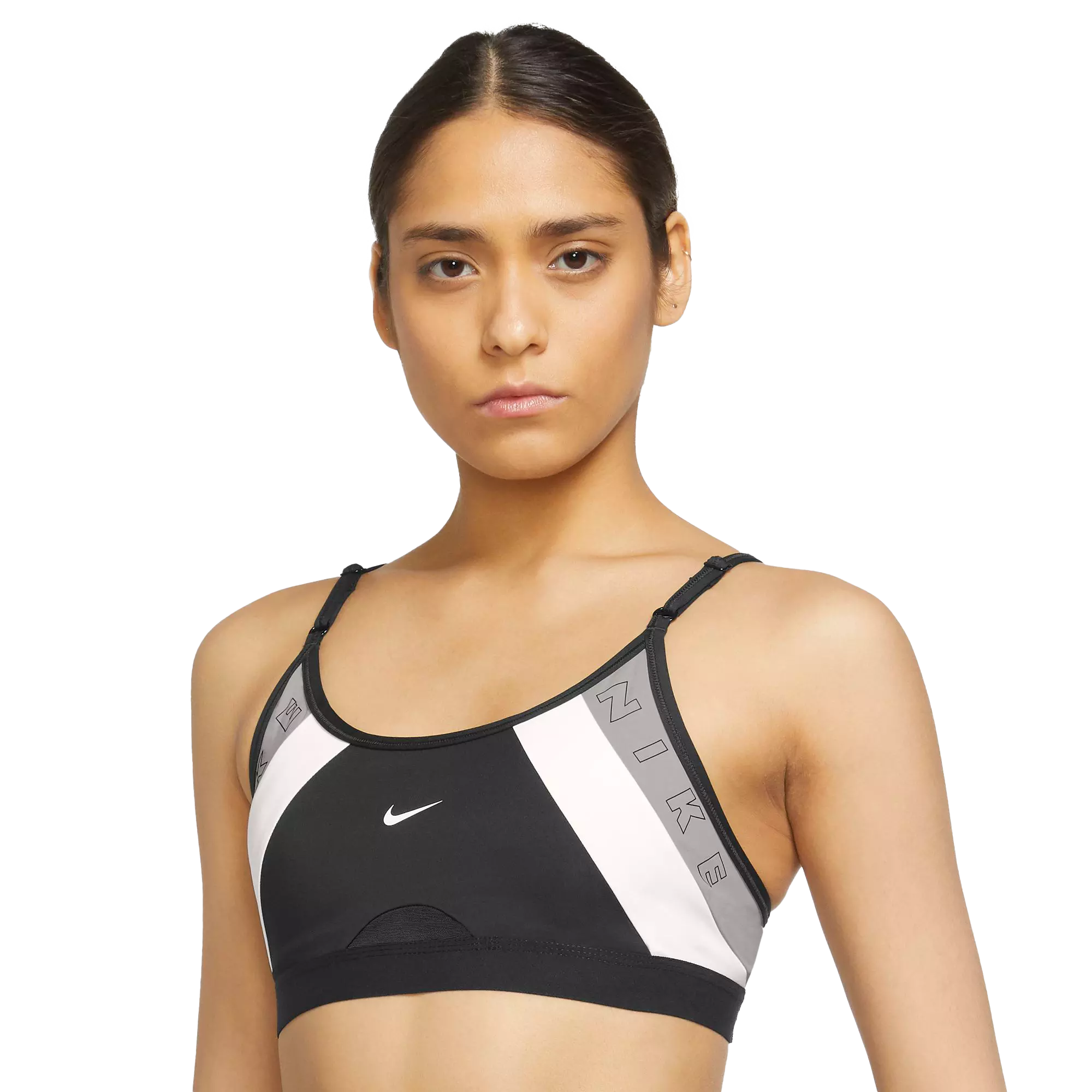 Nike Women's Dri-FIT Indy V-Neck​ Leopard​ Print Sports Bra-Grey - Hibbett