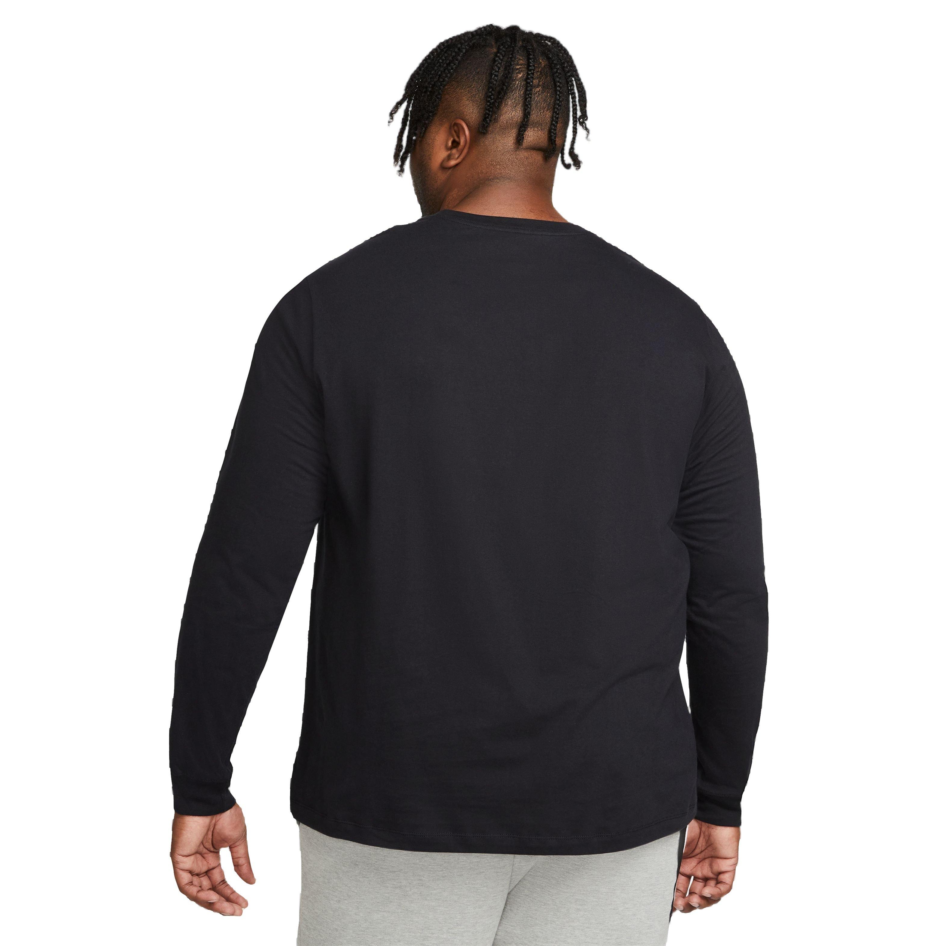 Nike Men's Sportswear Long-Sleeve Tee-Black - BLACK Thumbnail View 6