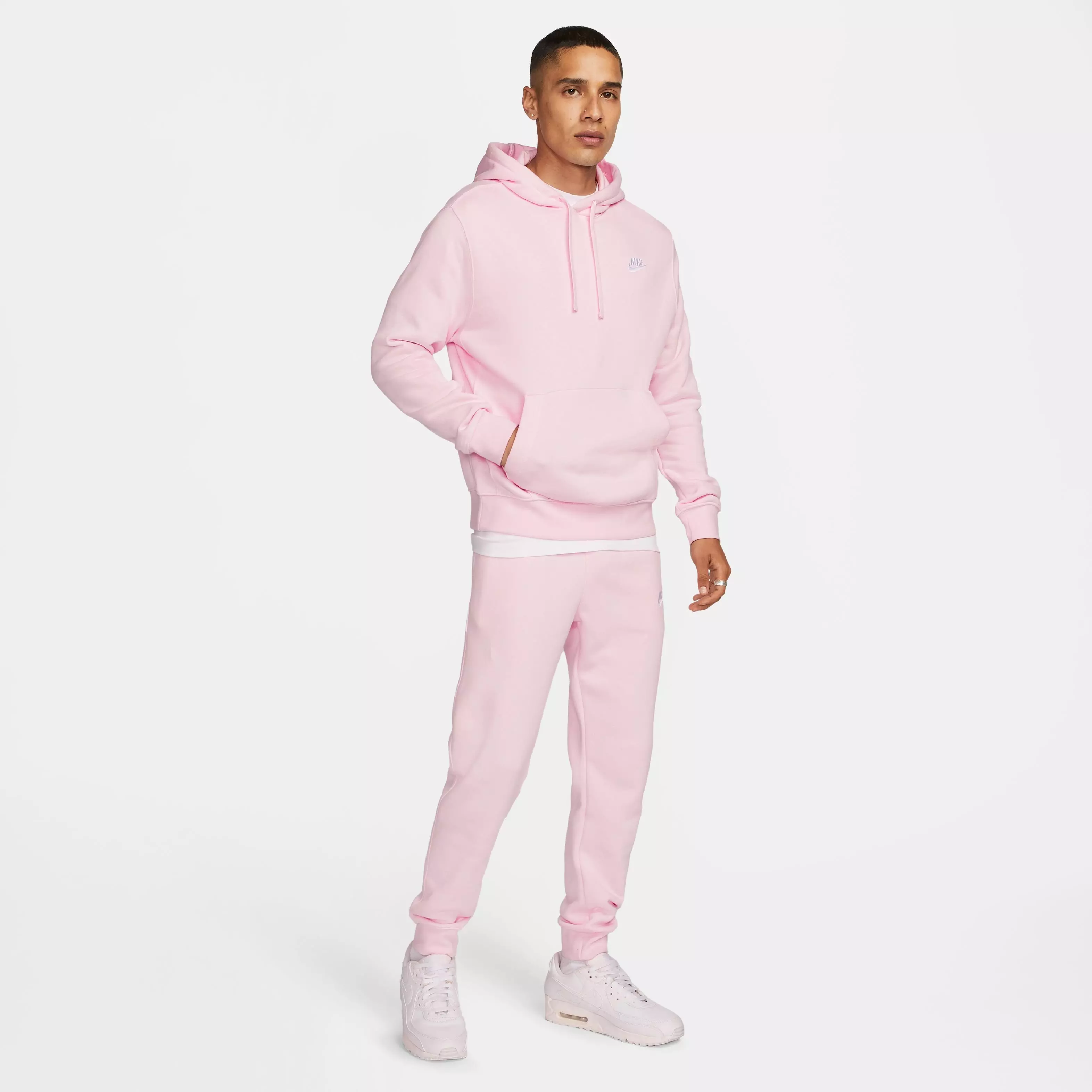 Nike Men's Sportswear Club Fleece Pullover Hoodie-Pink - PINK