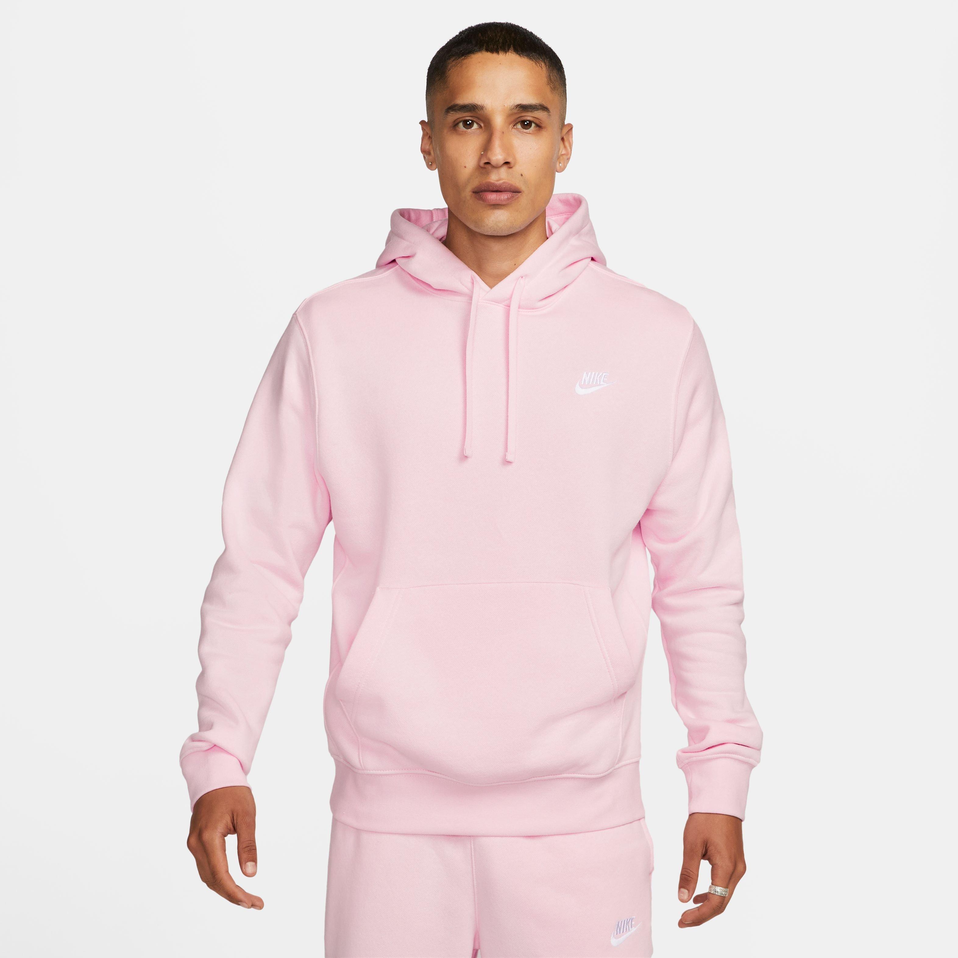 Autor Escuchando Aviación Nike Men's Sportswear Club Fleece Pullover Hoodie-Pink