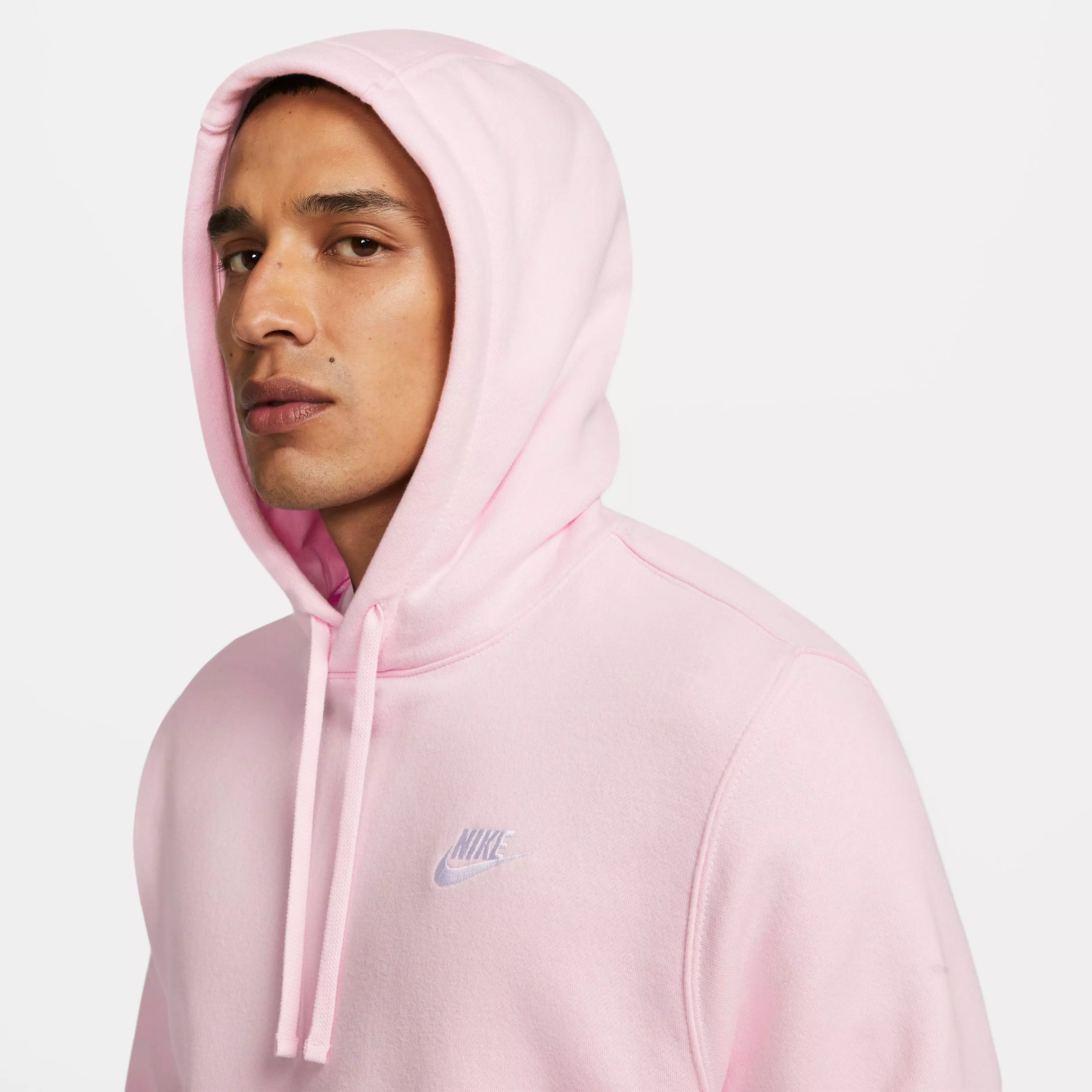 Nike Men's Sportswear Club Fleece Pullover Hoodie-Pink - PINK