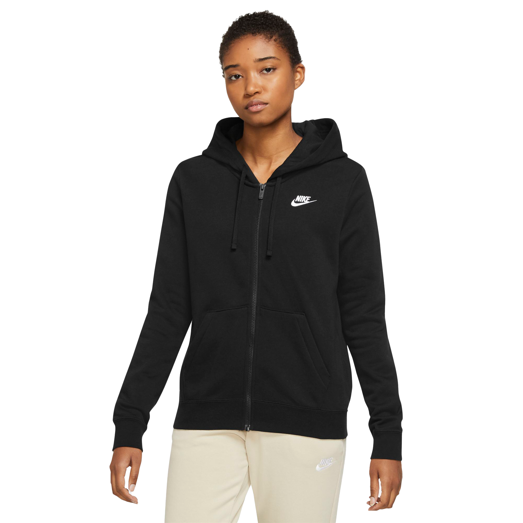 Nike Women's Sportswear Club Fleece Full-Zip Hoodie - Black - BLACK Thumbnail View 1