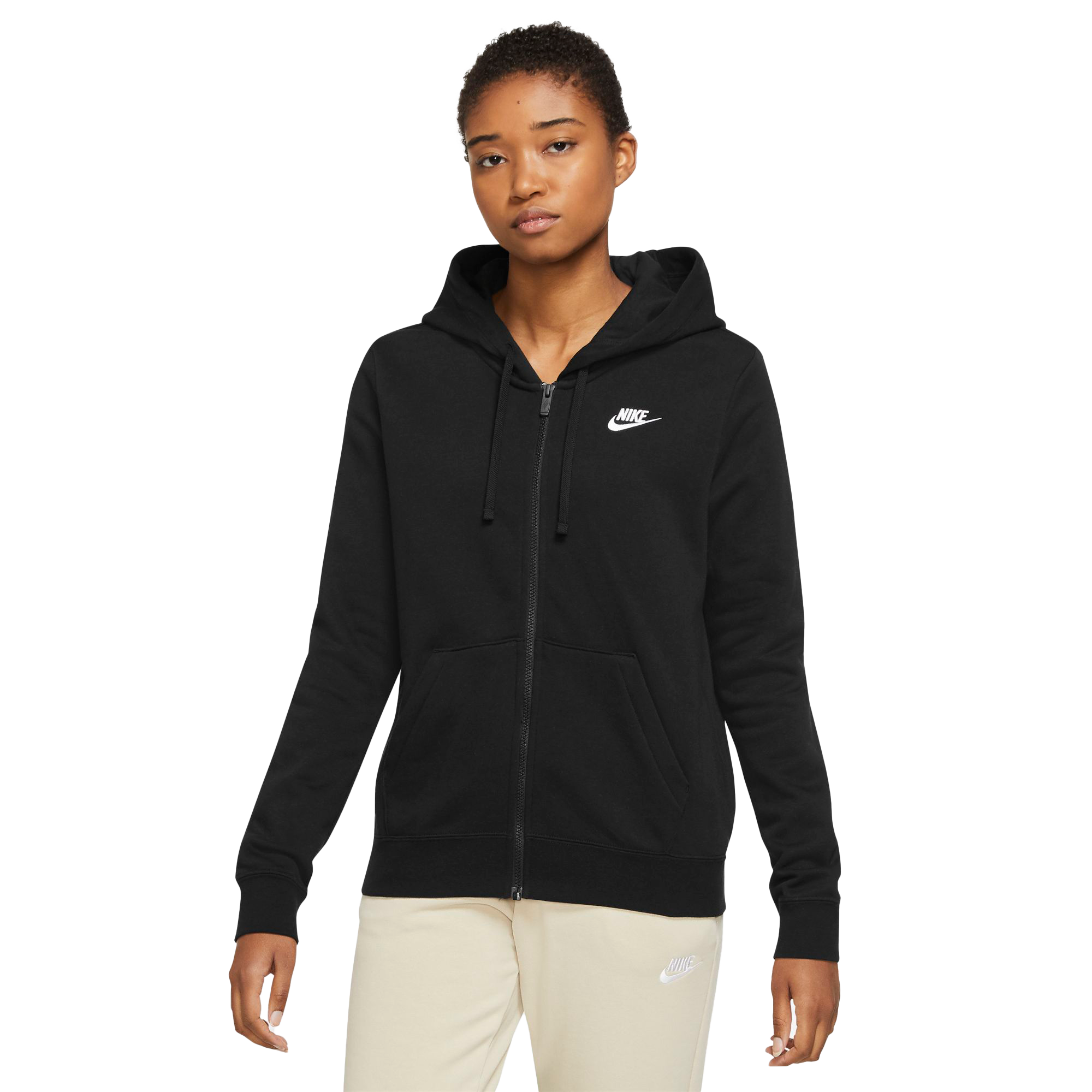 Nike Women's Sportswear Club Fleece Full-Zip Hoodie-Black Hibbett | City Gear