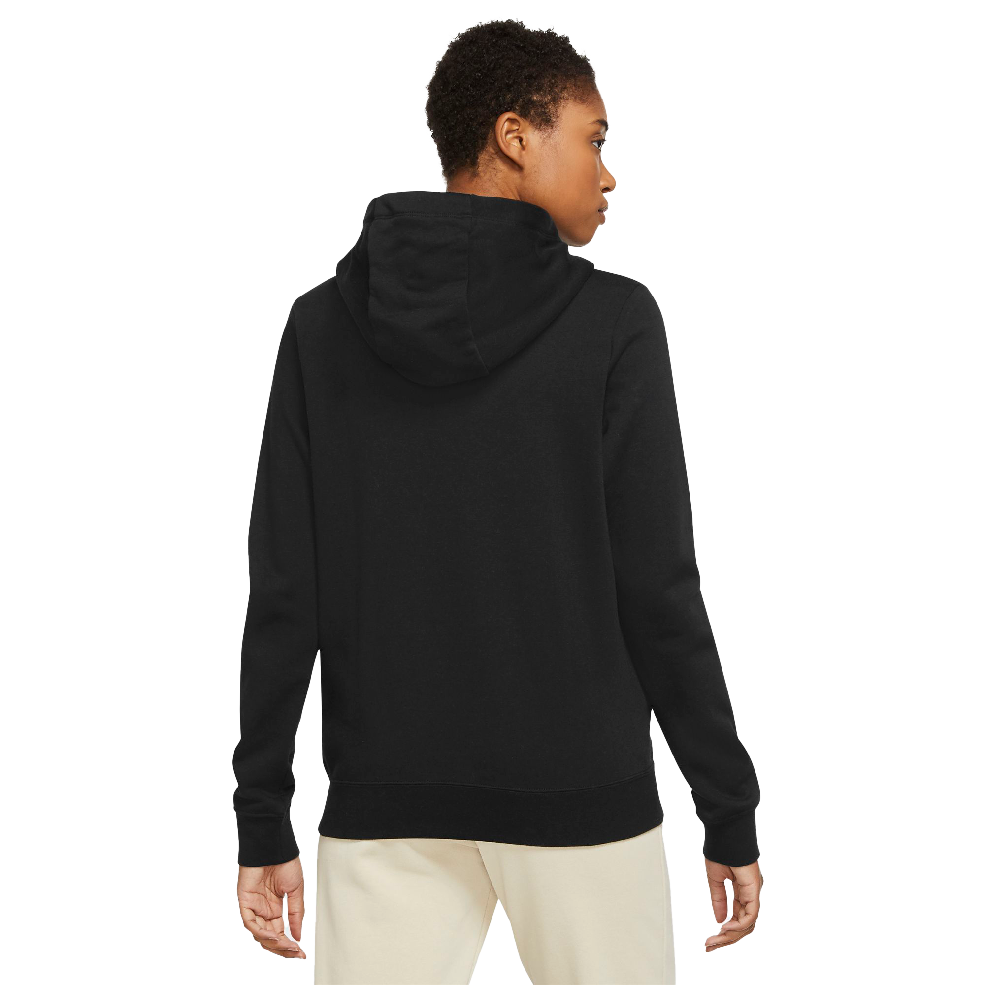 Nike Women's Sportswear Club Fleece Full-Zip Hoodie-Black - BLACK Thumbnail View 2