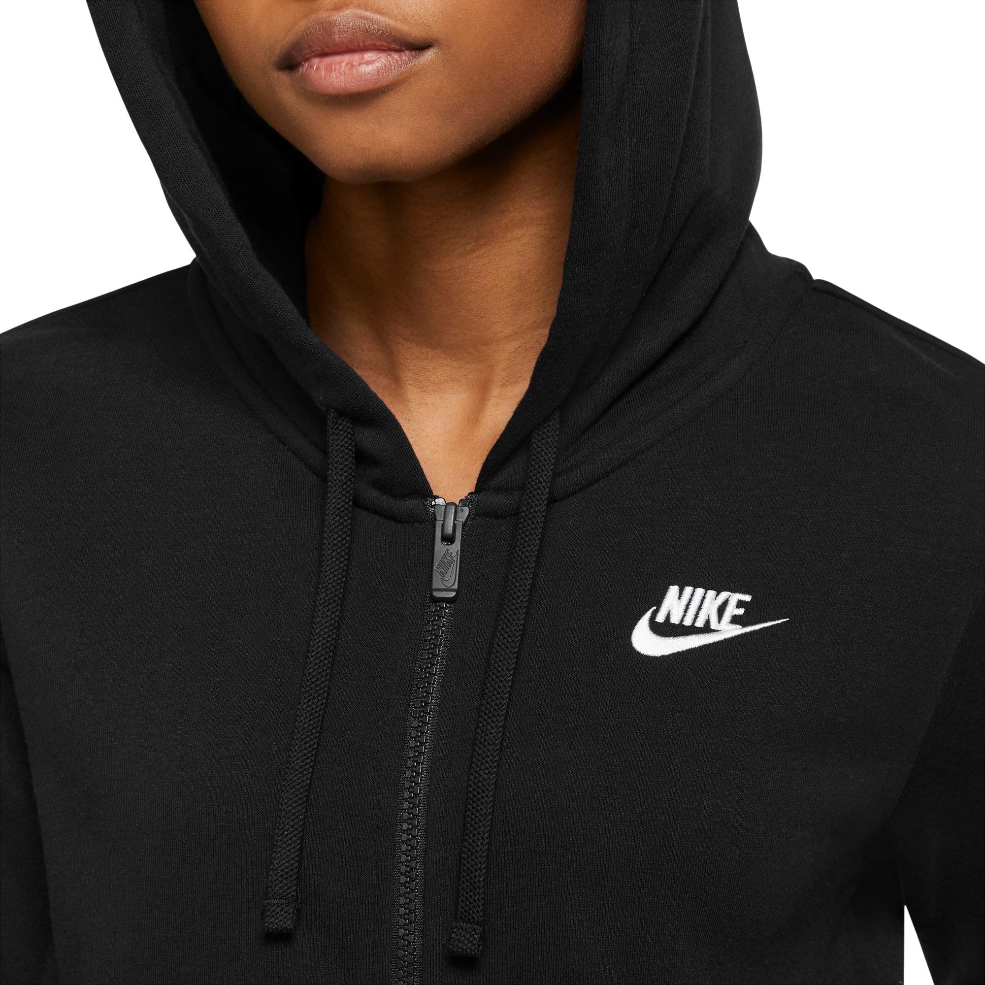 Nike Women's Sportswear Club Fleece Full-Zip Hoodie - Black - BLACK Thumbnail View 3